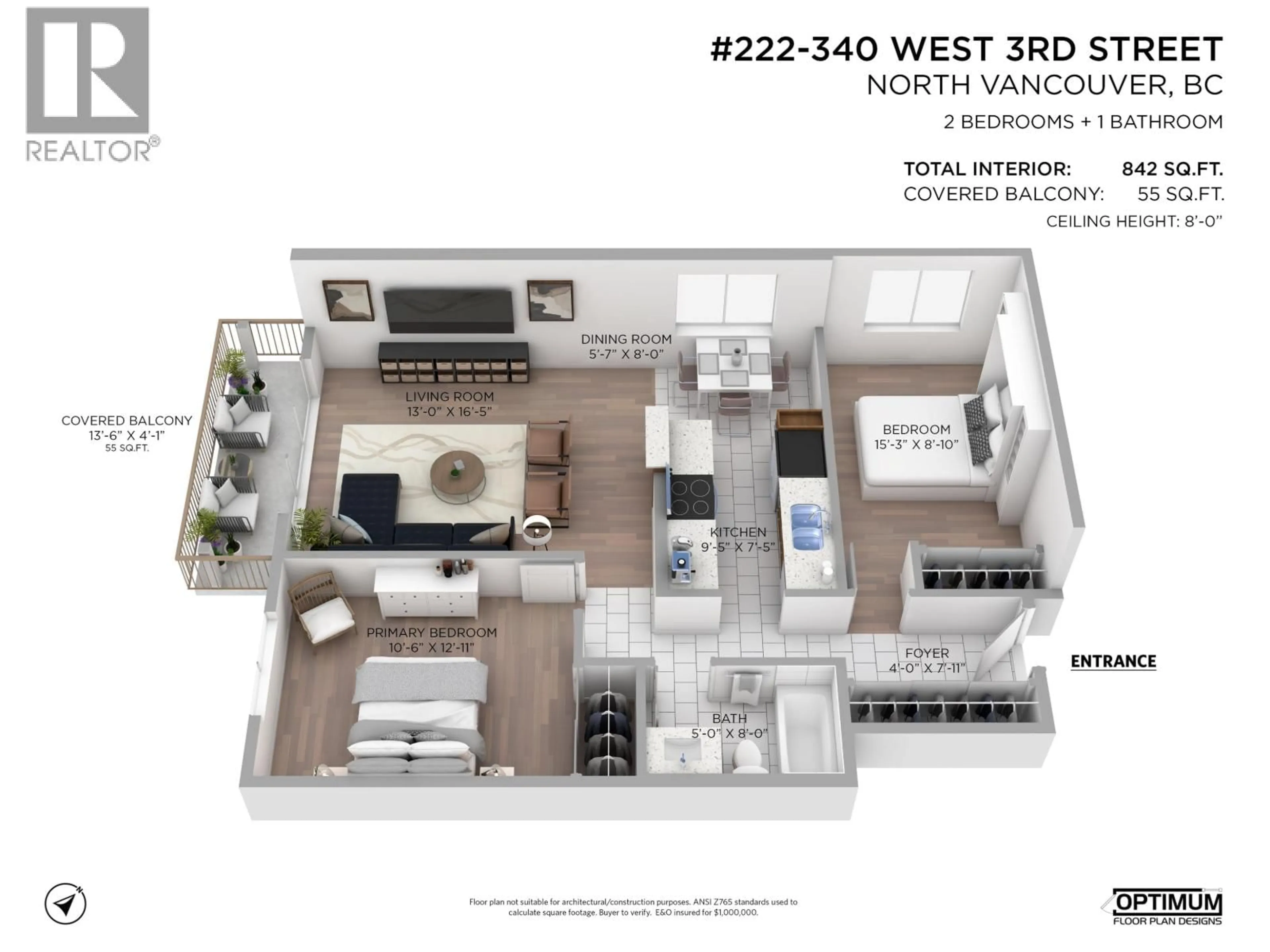 Floor plan for 222 - 340 3RD STREET, North Vancouver British Columbia V7M1G4