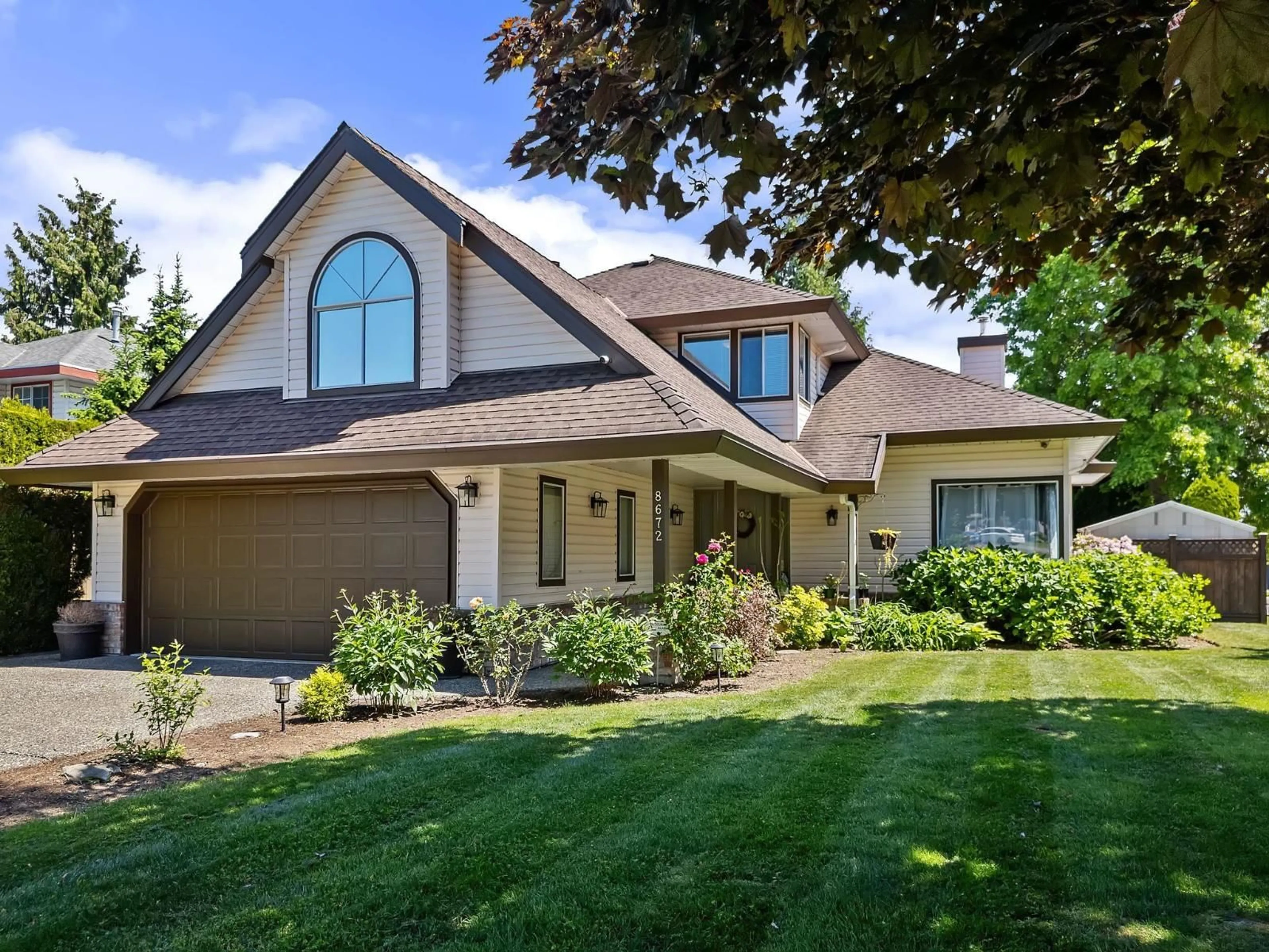 Home with vinyl exterior material, street for 8672 163 STREET, Surrey British Columbia V4N1C7