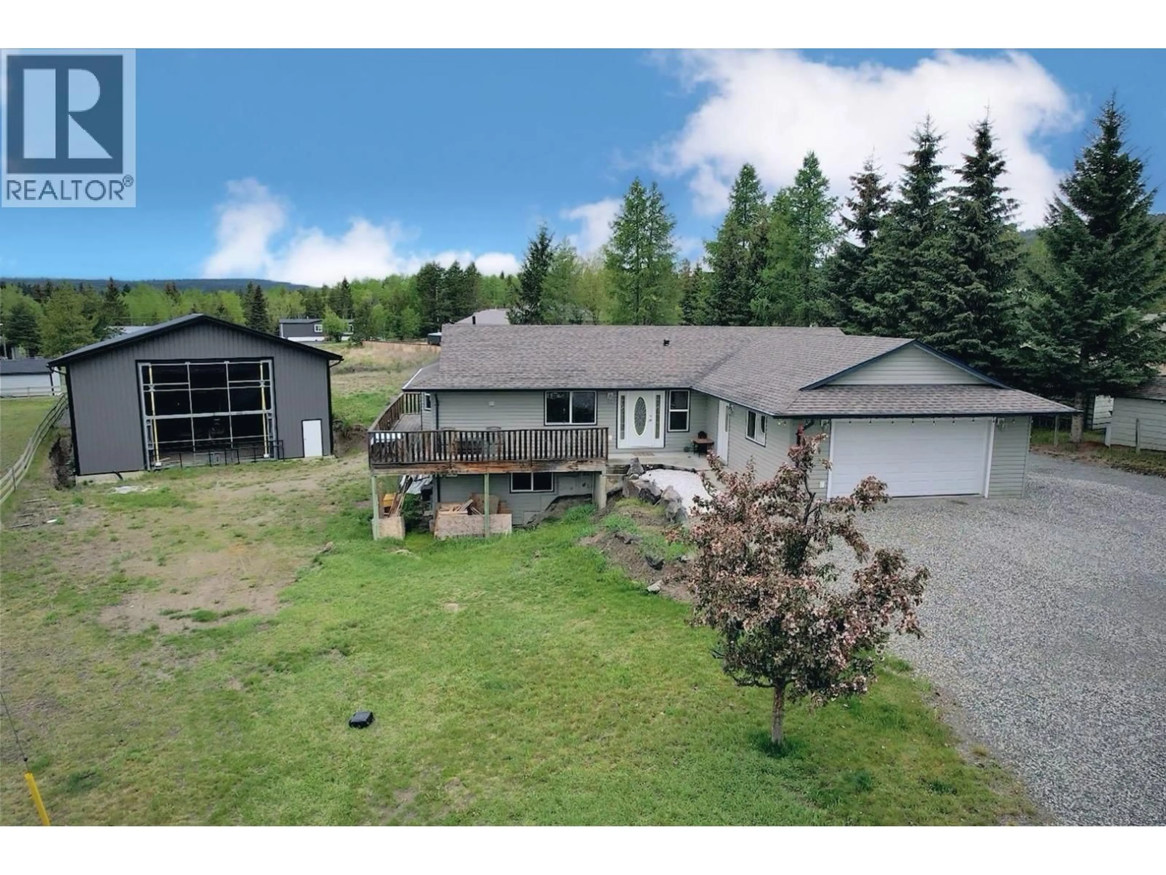 A pic from outside/outdoor area/front of a property/back of a property/a pic from drone, mountain view for 6500 GREY CRESCENT, Horse Lake British Columbia V0K2E3