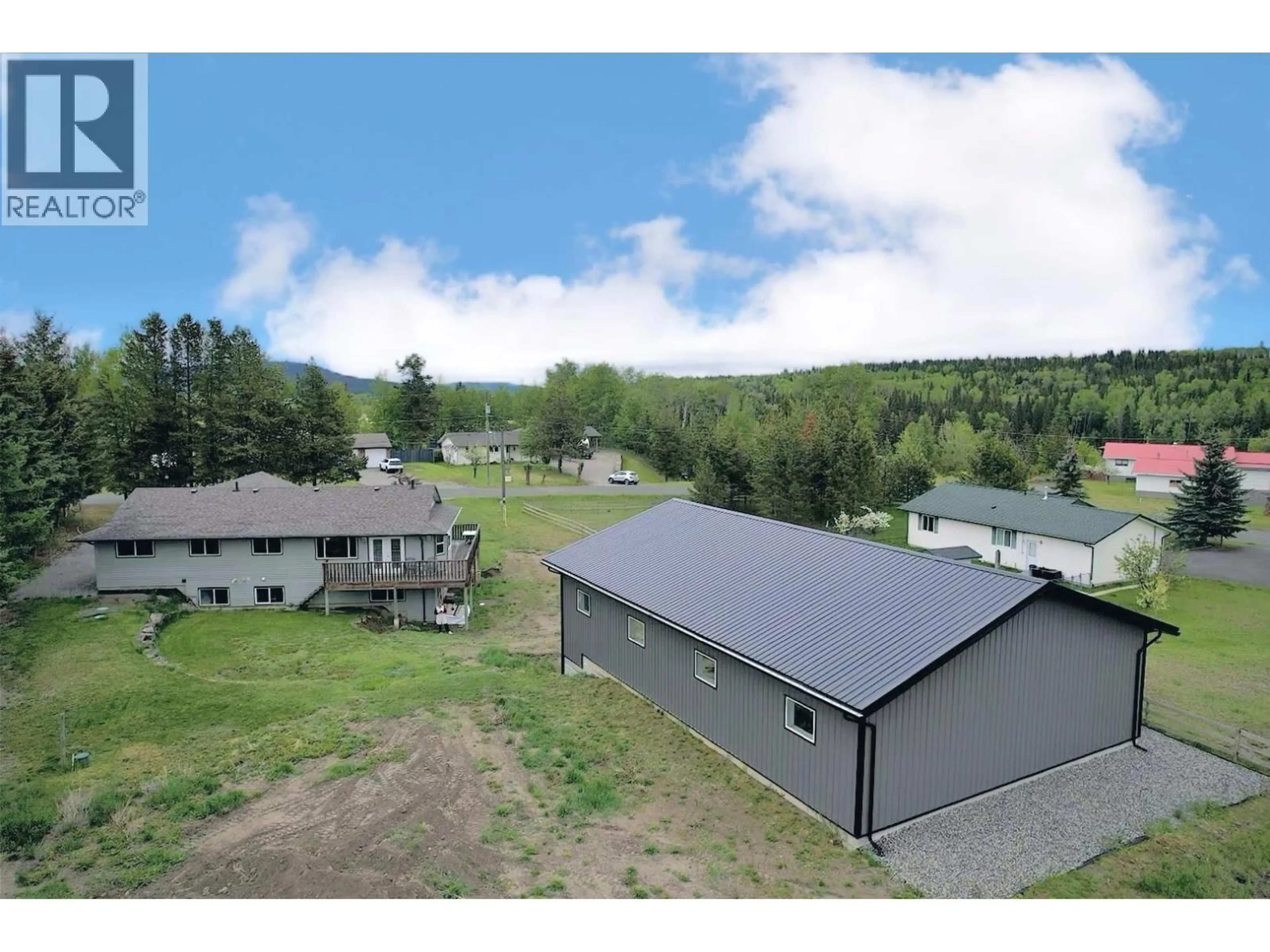 A pic from outside/outdoor area/front of a property/back of a property/a pic from drone, mountain view for 6500 GREY CRESCENT, Horse Lake British Columbia V0K2E3