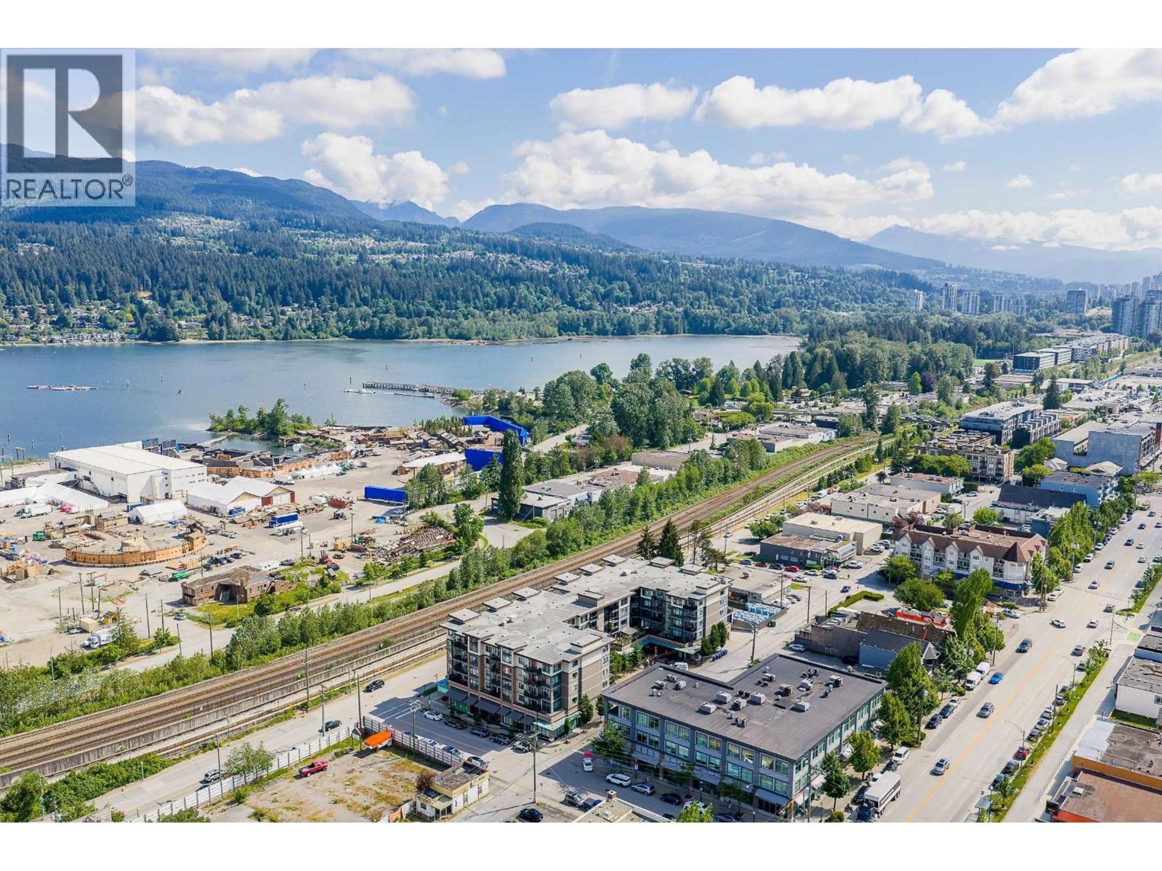A pic from outside/outdoor area/front of a property/back of a property/a pic from drone, water/lake/river/ocean view for 414 - 2525 CLARKE STREET, Port Moody British Columbia V3H0J3