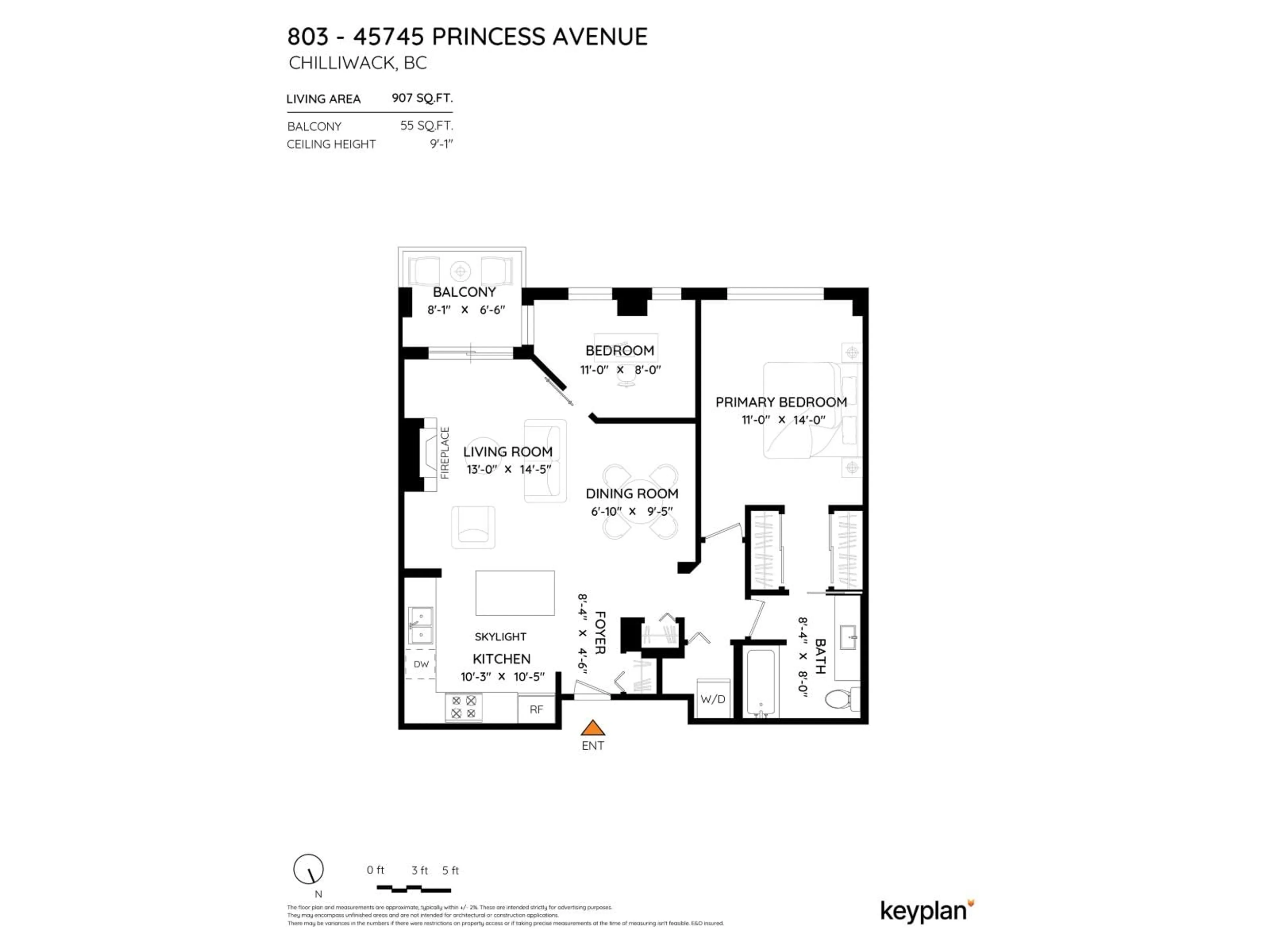 Floor plan for 803 - 45745 PRINCESS AVENUE, Chilliwack British Columbia V2P2B5