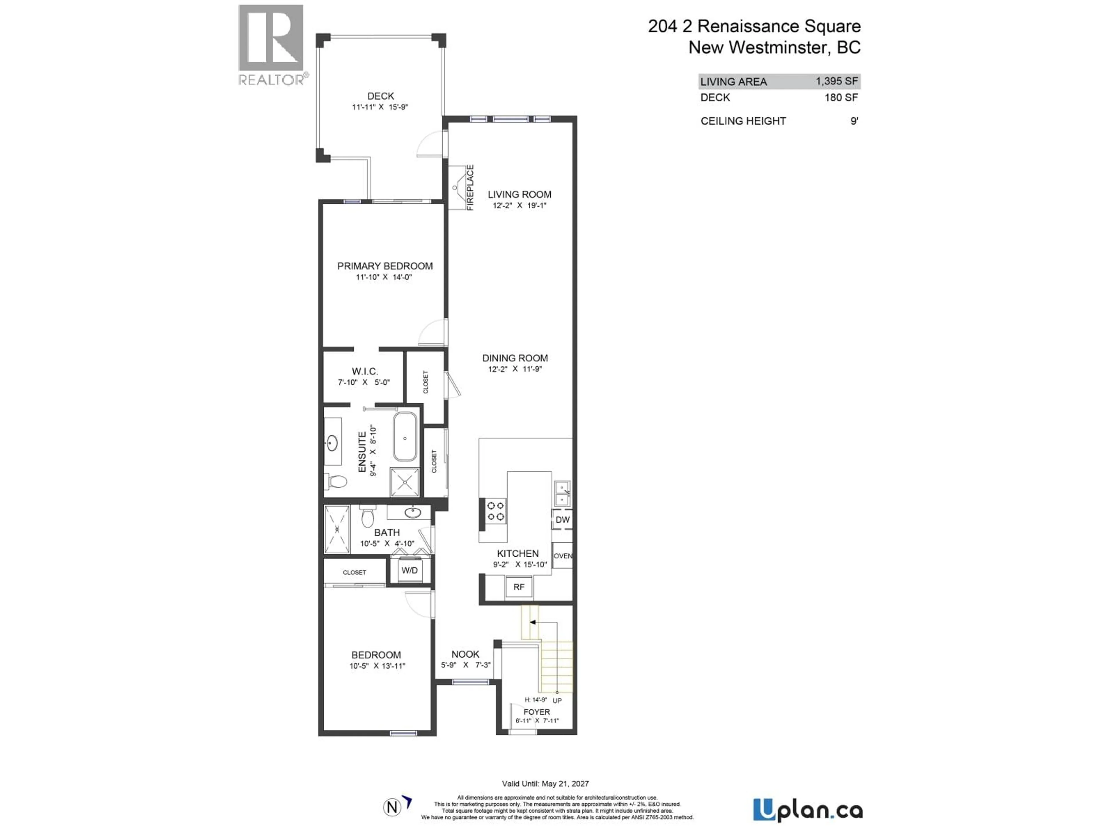 Floor plan for 204 - 2 RENAISSANCE SQUARE, New Westminster British Columbia V3M6K3