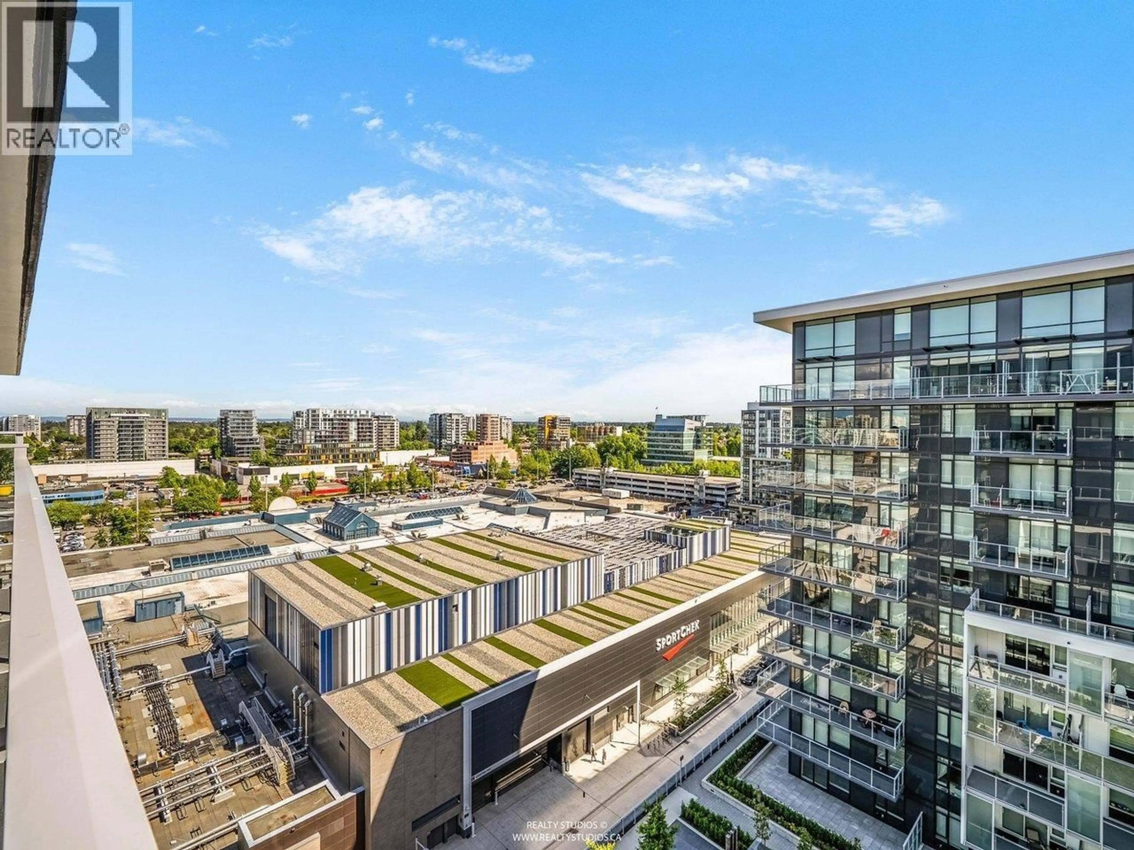 A pic from outside/outdoor area/front of a property/back of a property/a pic from drone, city buildings view from balcony for 1212 - 6300 MINORU BOULEVARD, Richmond British Columbia V6Y0N1