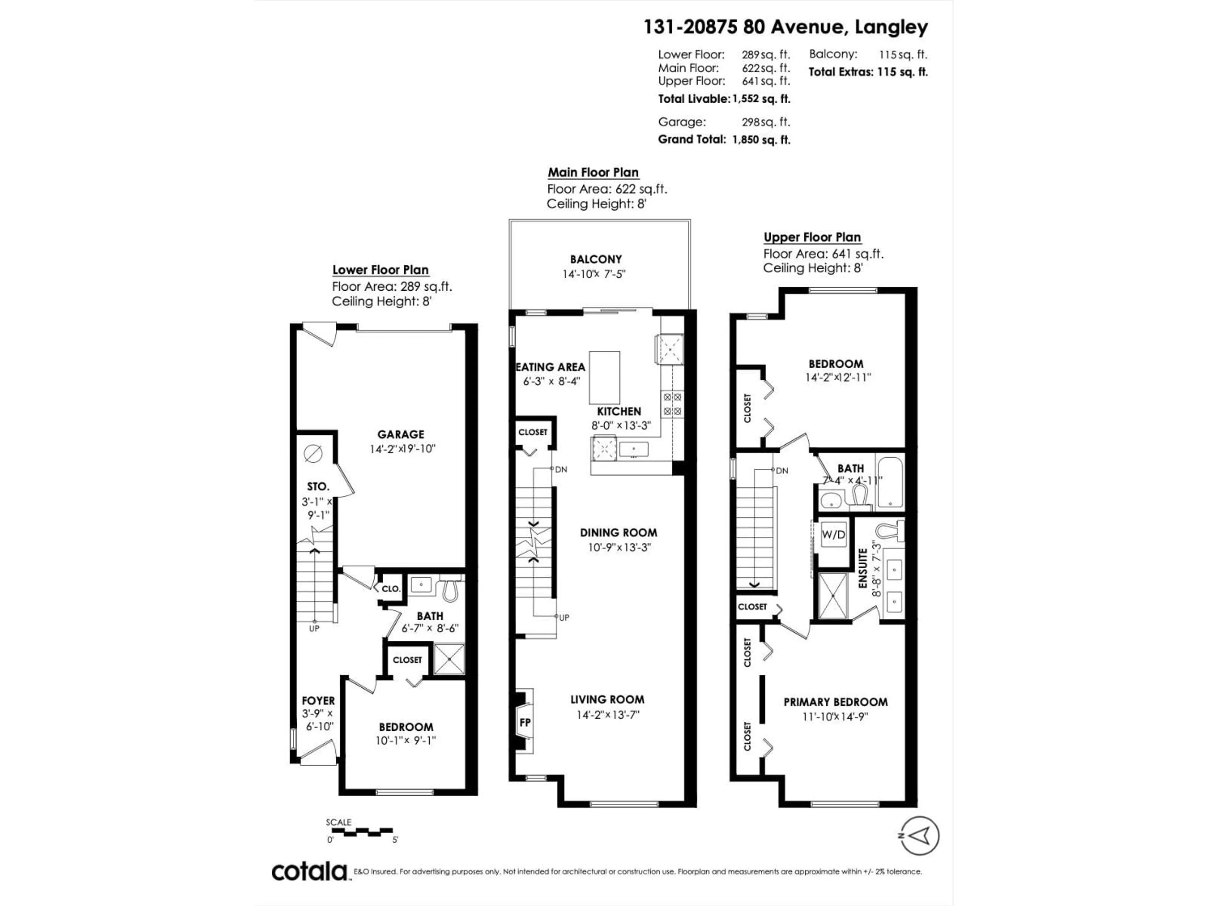 Floor plan for 131 - 20875 80 AVENUE, Langley British Columbia V2Y0B2