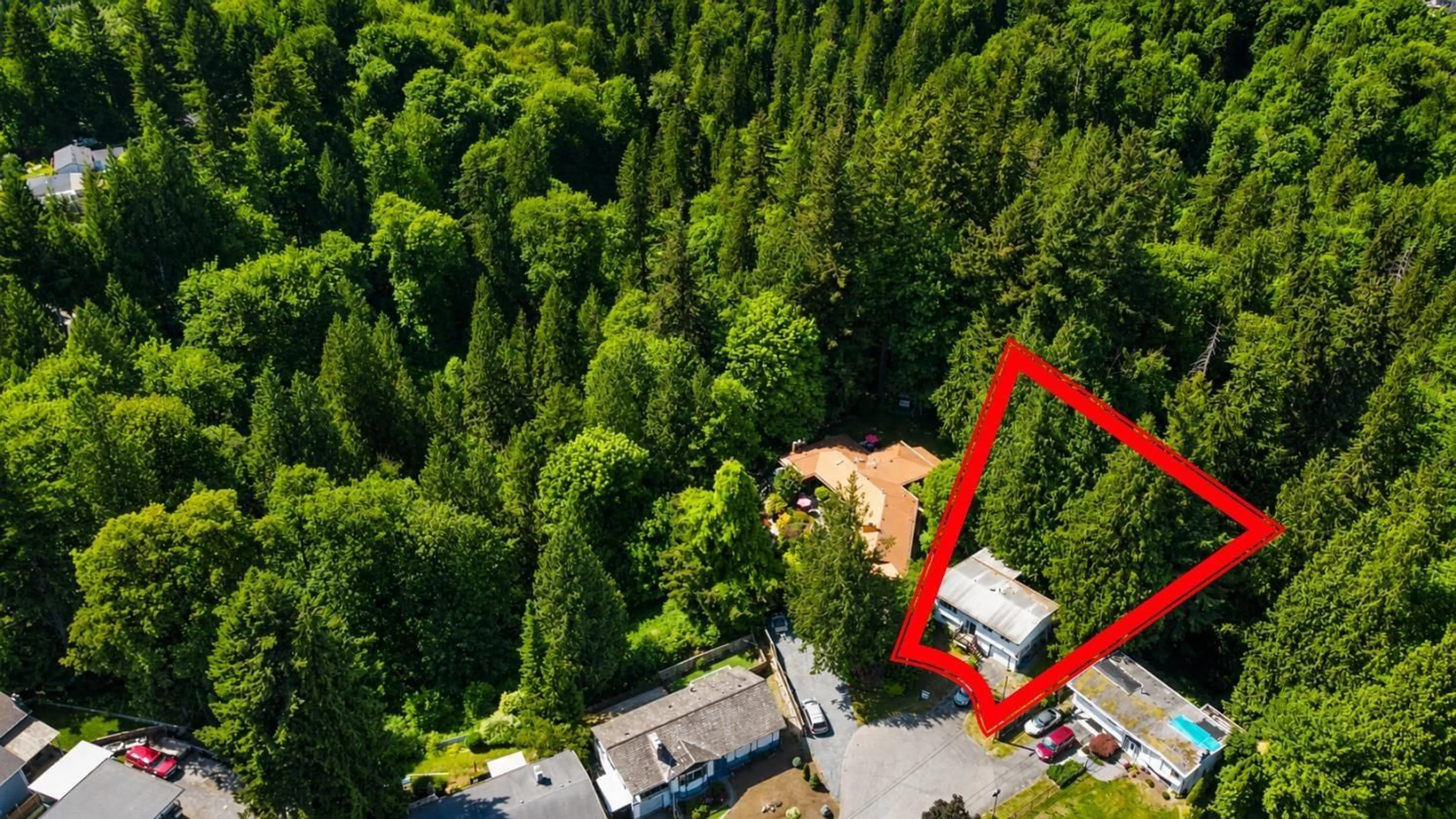 A pic from outside/outdoor area/front of a property/back of a property/a pic from drone, forest/trees view for 7585 BLUEJAY CRESCENT, Mission British Columbia V2V2Z5