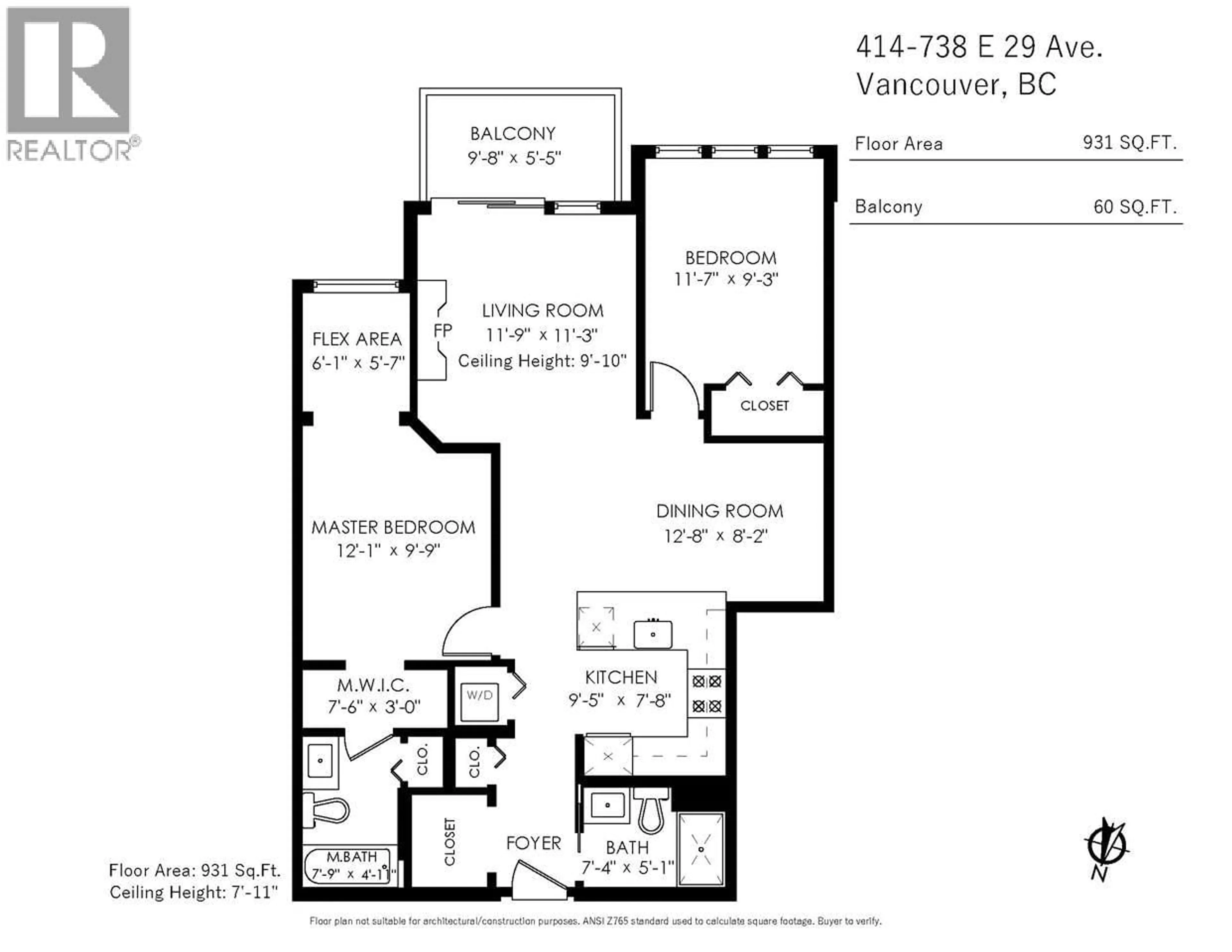 Floor plan for 414 - 738 29TH AVENUE, Vancouver British Columbia V5V0B6