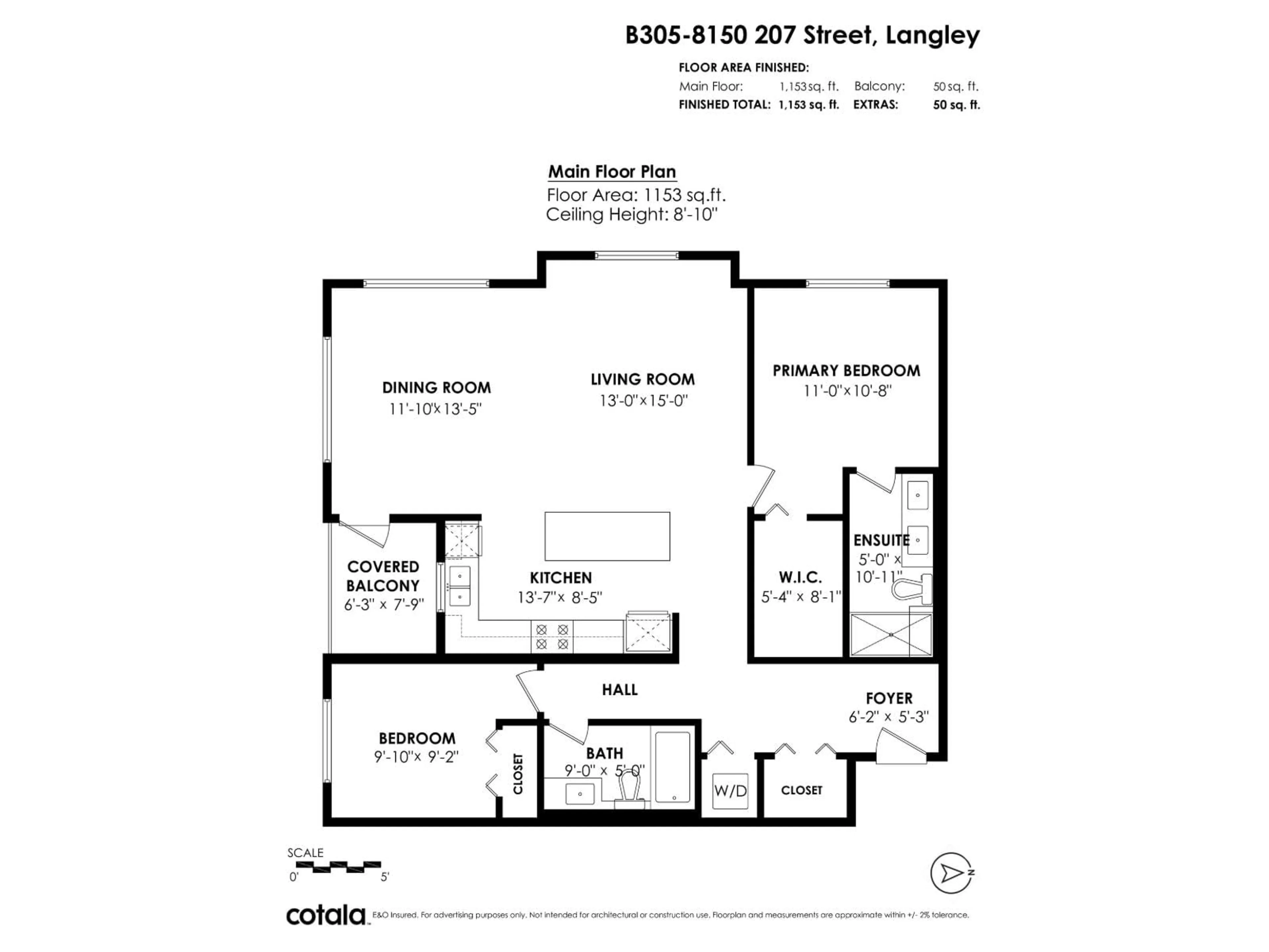Floor plan for B305 - 8150 207 STREET, Langley British Columbia V2Y4J3