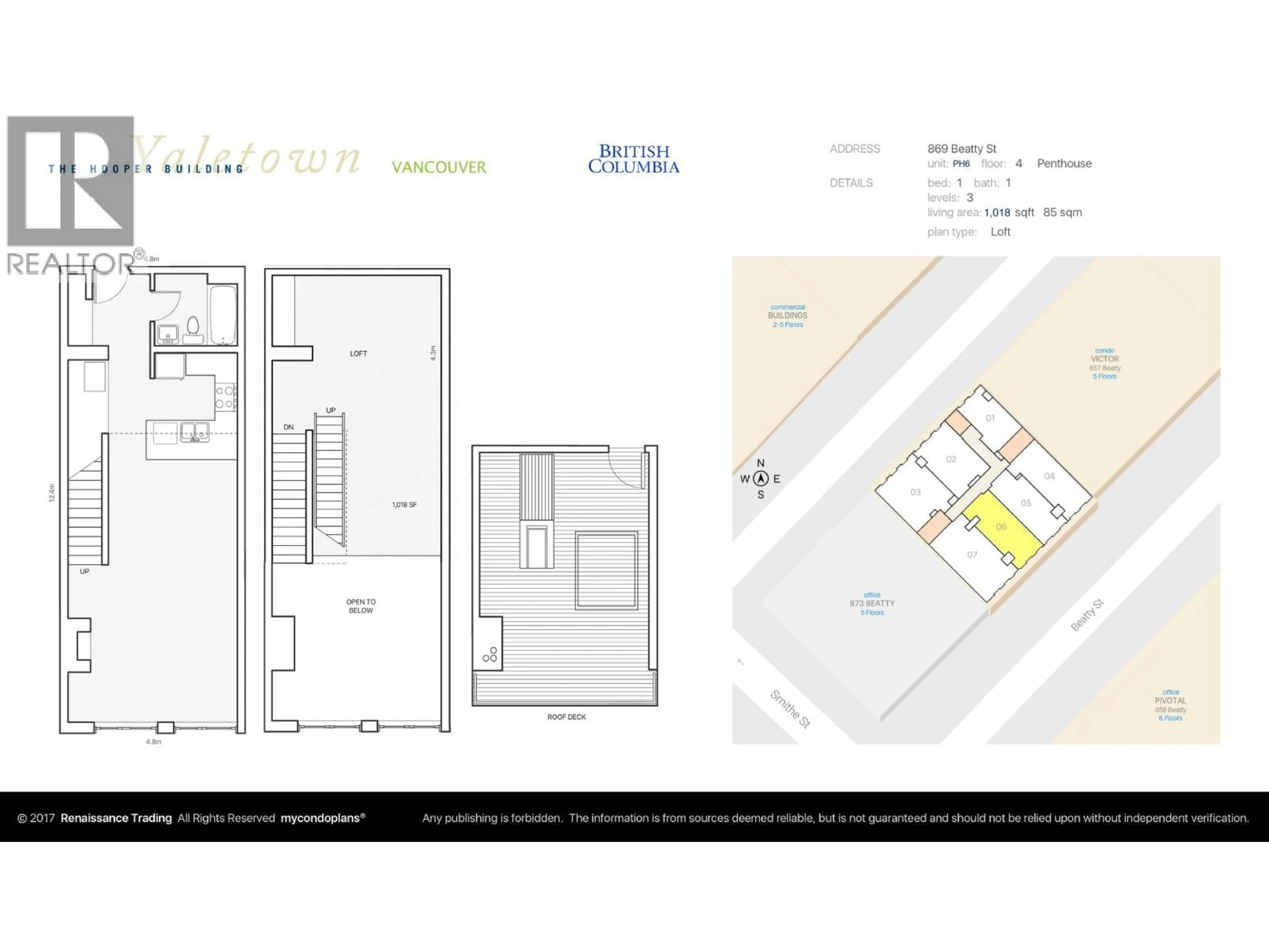 Floor plan for PH6 - 869 BEATTY STREET, Vancouver British Columbia V6B2M6