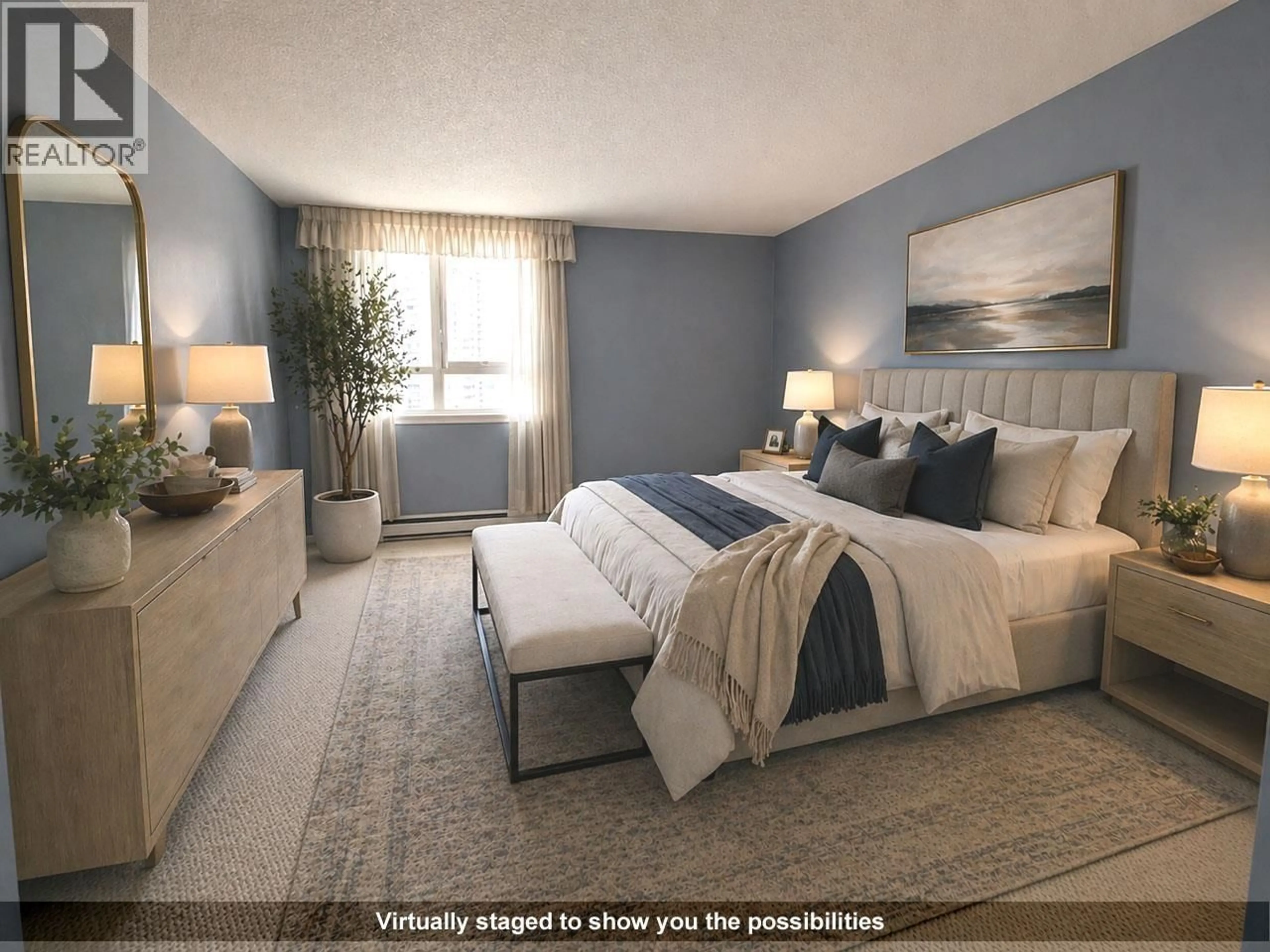 Bedroom with bed, carpet floor for 1706 - 4160 SARDIS STREET, Burnaby British Columbia V5H1K2
