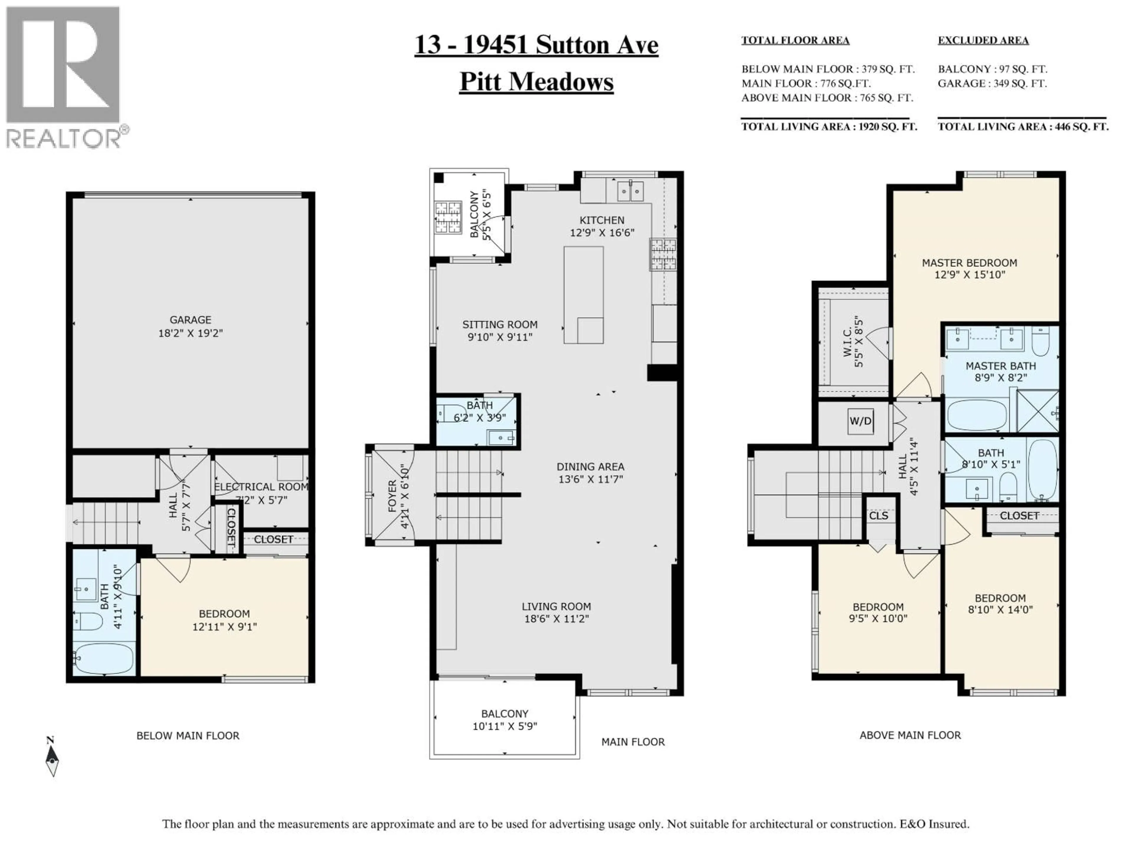 Floor plan for 13 - 19451 SUTTON AVENUE, Pitt Meadows British Columbia V3Y0G6