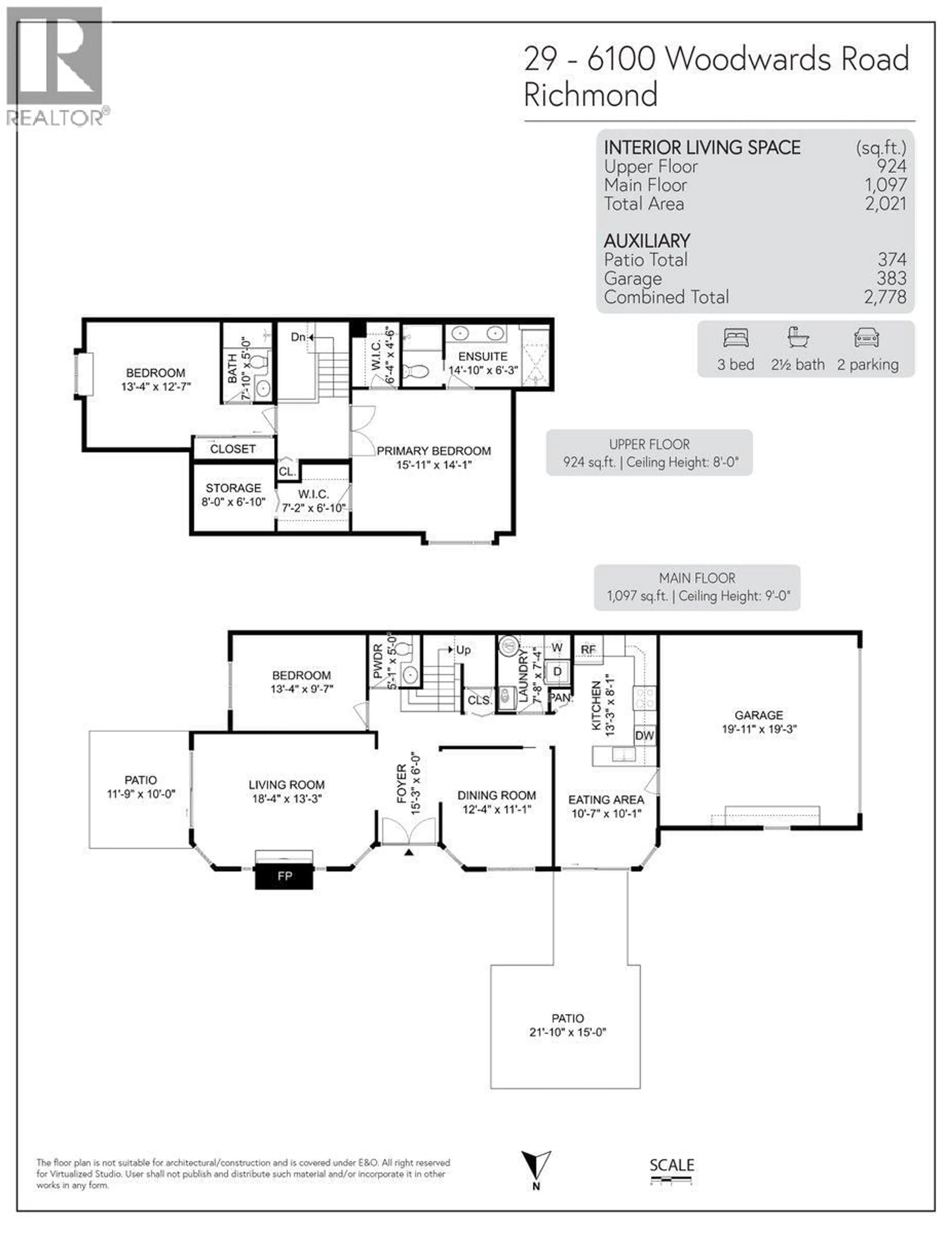 Floor plan for 29 - 6100 WOODWARDS ROAD, Richmond British Columbia V7E6G8