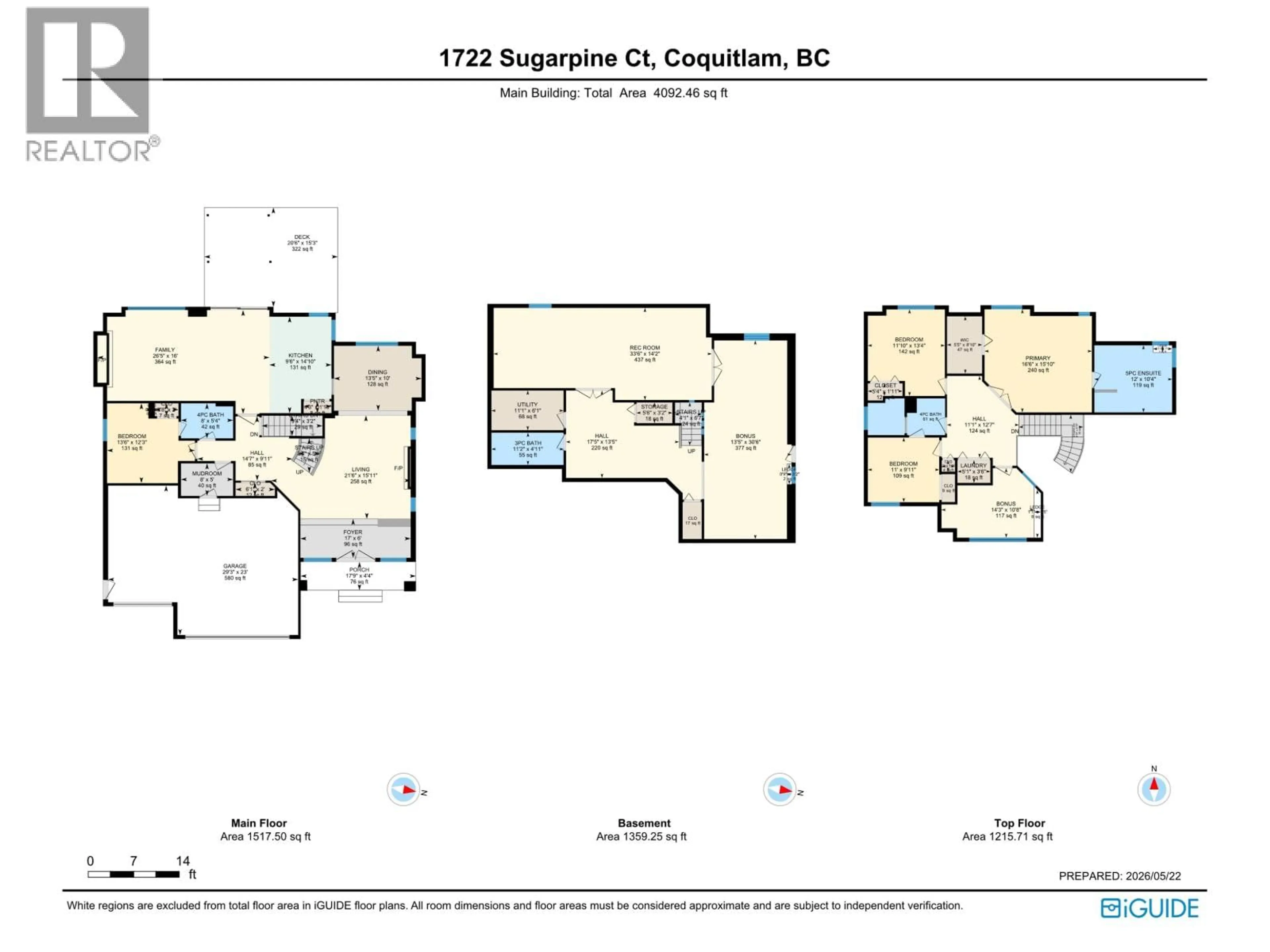 Floor plan for 1722 SUGARPINE COURT, Coquitlam British Columbia V3E3E4