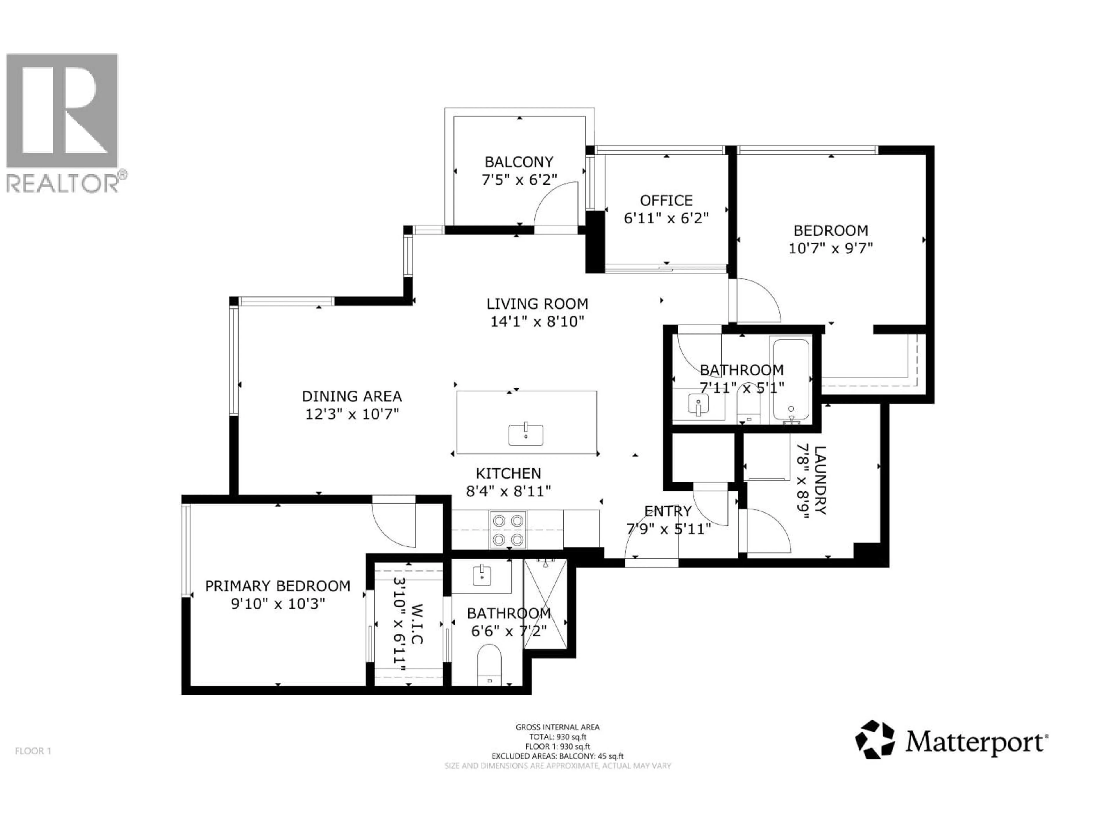 Floor plan for 1601 - 1308 HORNBY STREET, Vancouver British Columbia V6Z0C5