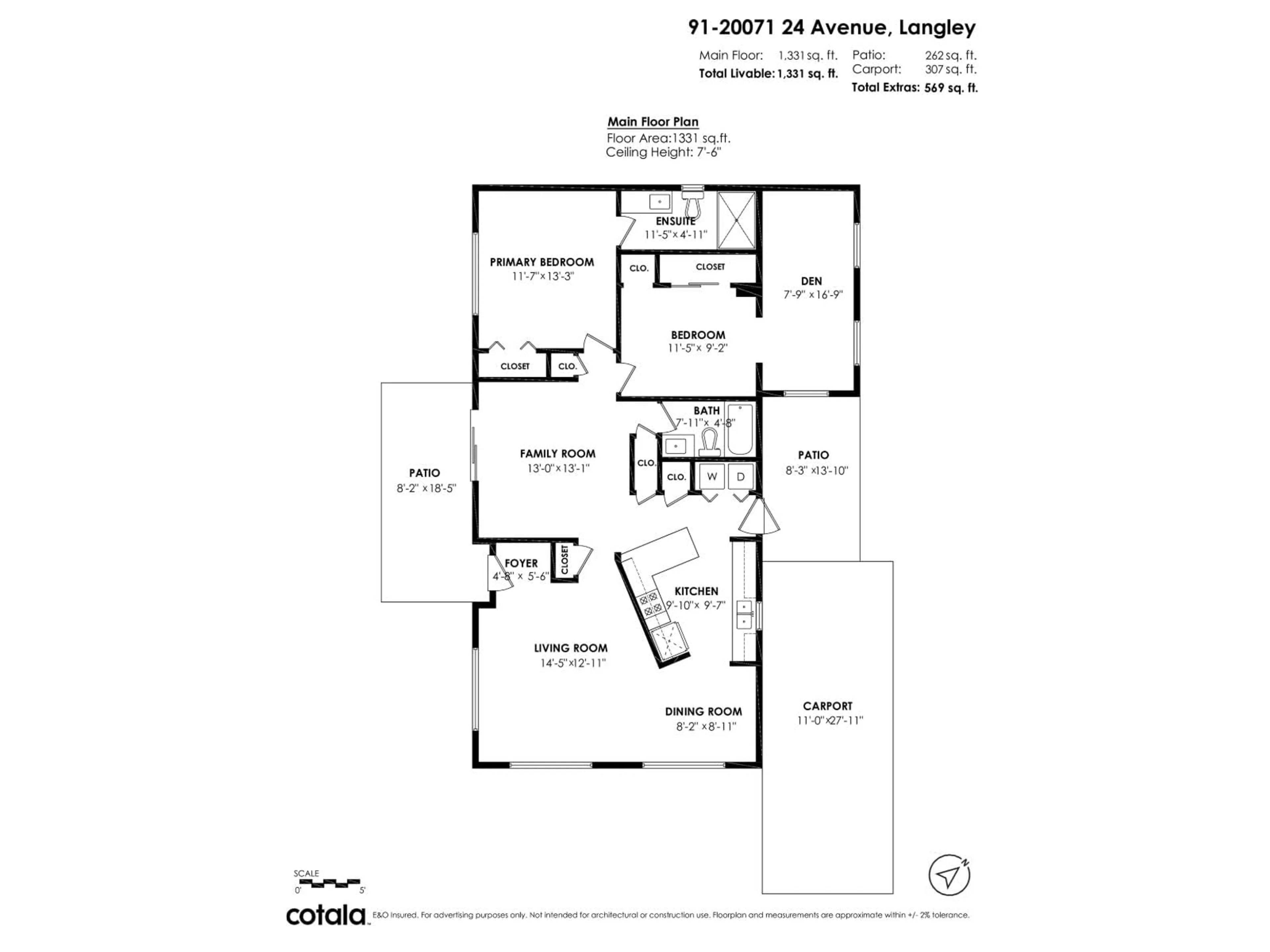 Floor plan for 91 - 20071 24 AVENUE, Langley British Columbia V2Z2A1