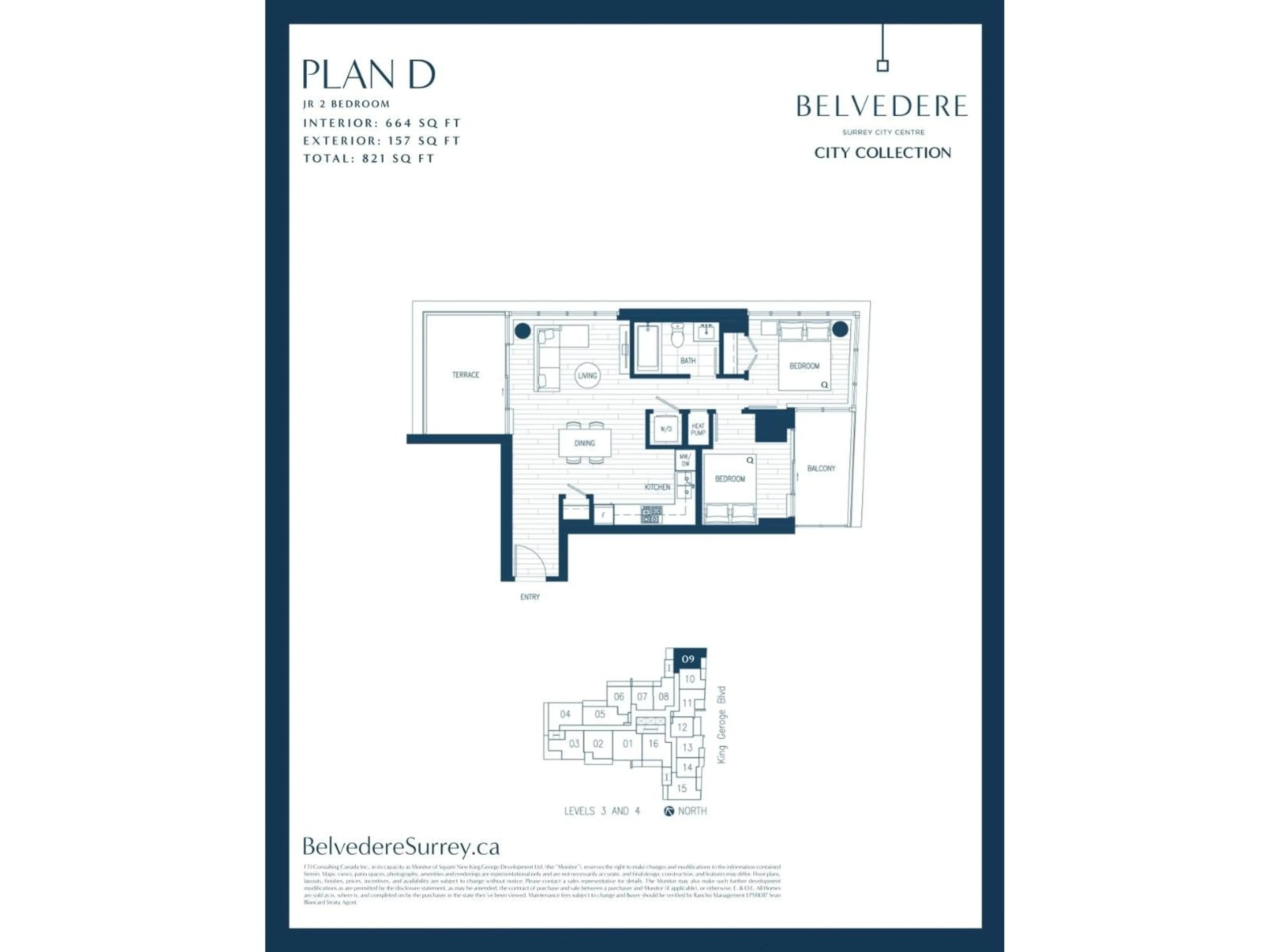 Floor plan for 409 - 9675 KING GEORGE BOULEVARD, Surrey British Columbia V3T2V3