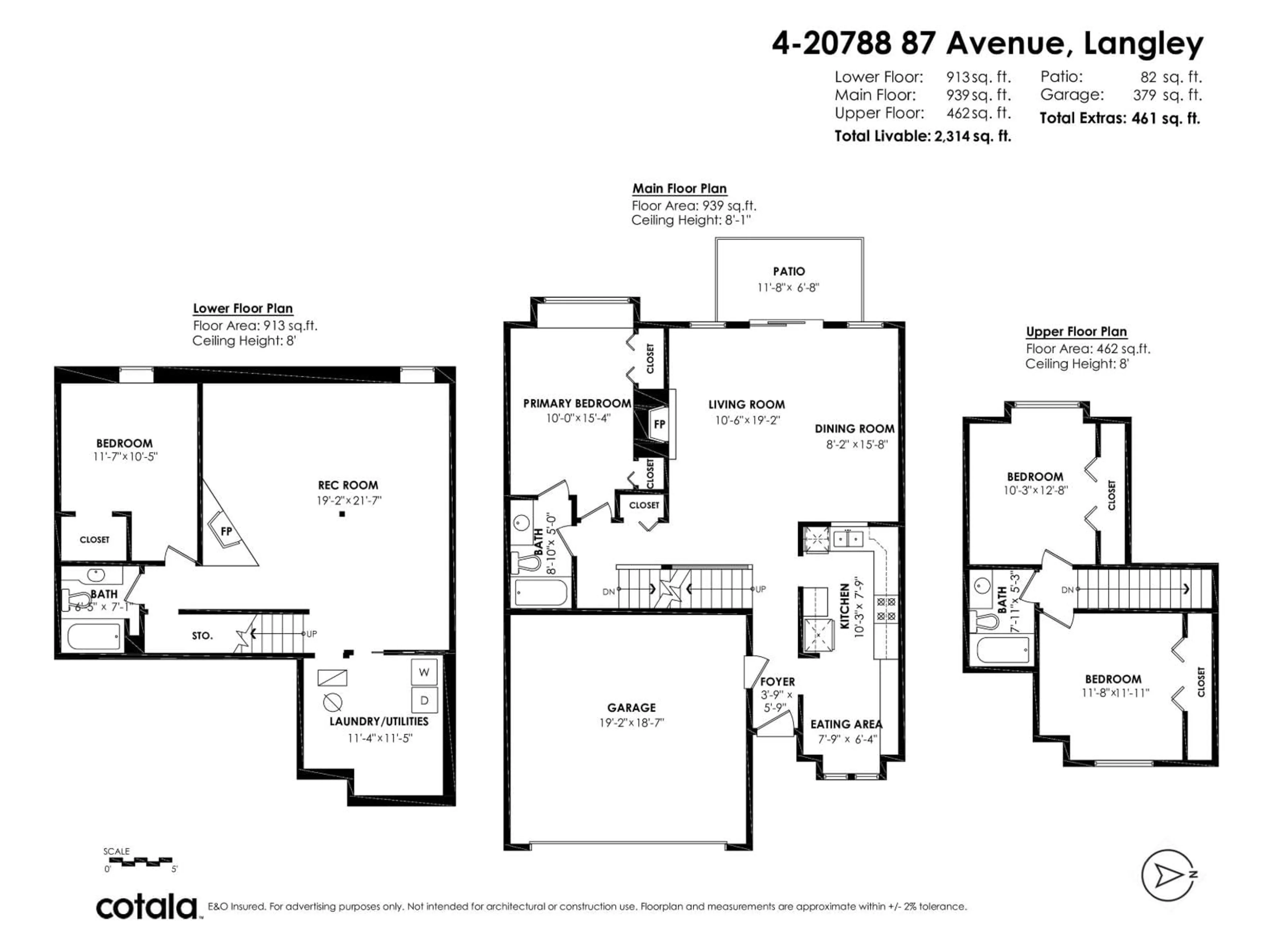Floor plan for 4 - 20788 87 AVENUE, Langley British Columbia V1M3W7