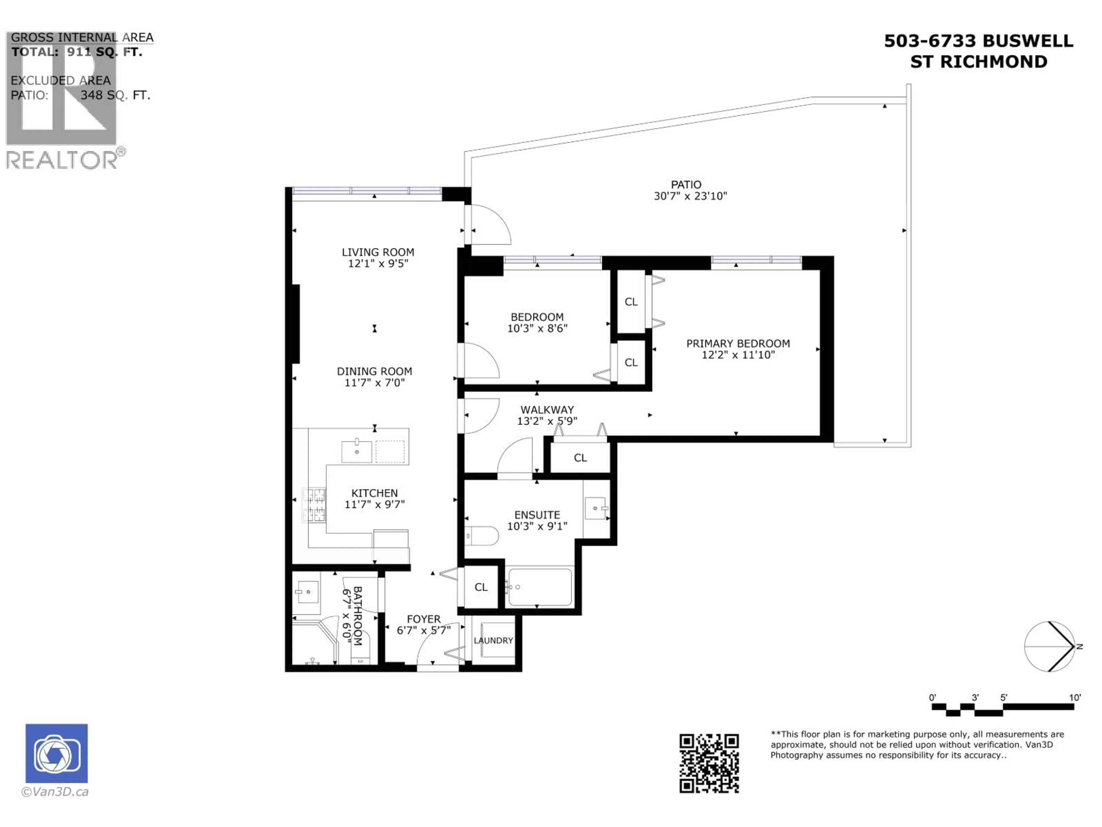 Floor plan for 503 - 6733 BUSWELL STREET, Richmond British Columbia V6Y0E3