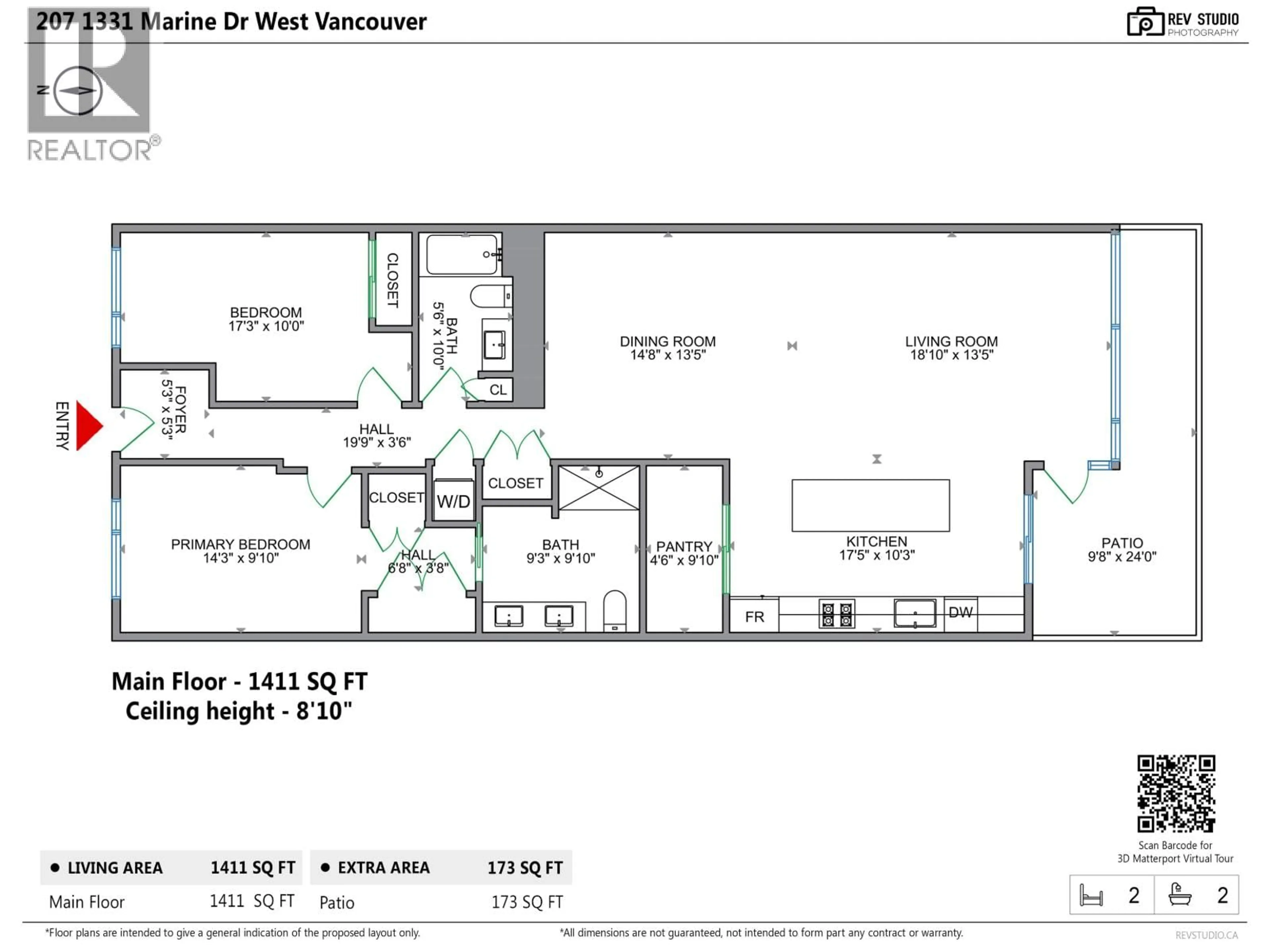 Floor plan for 207 - 1331 MARINE DRIVE, West Vancouver British Columbia V7T1B6