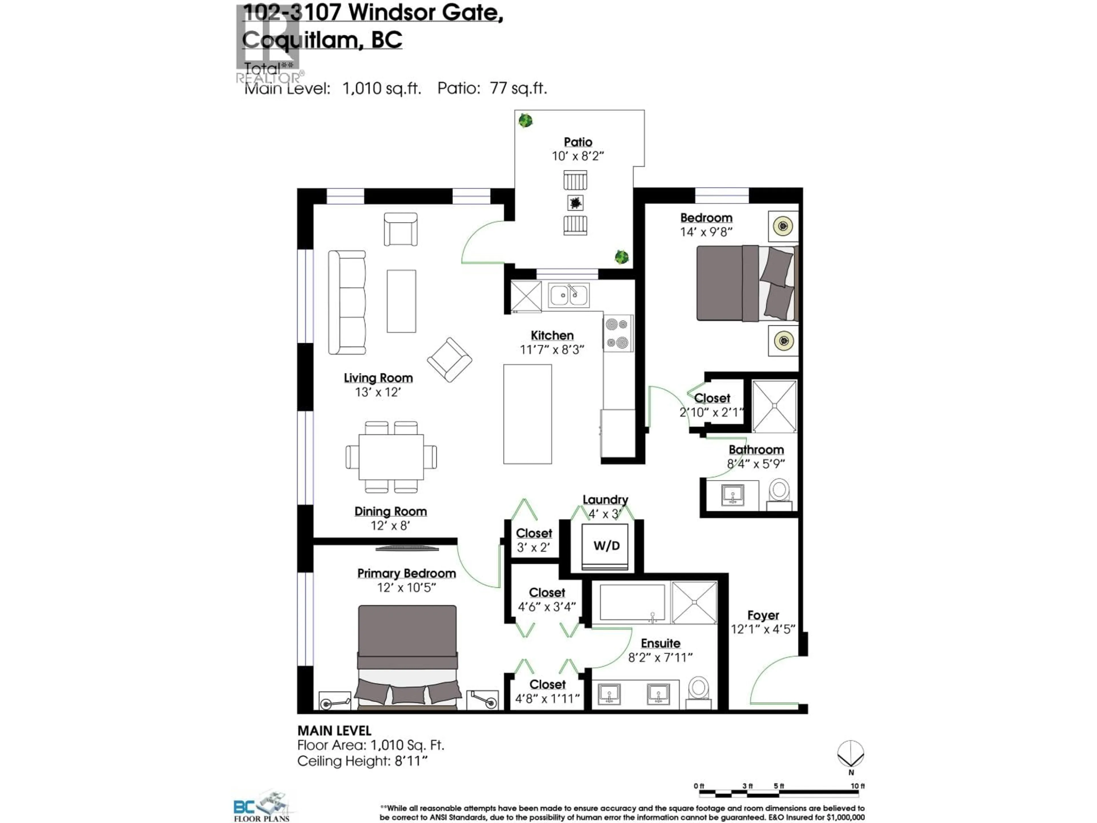 Floor plan for 102 - 3107 WINDSOR GATE, Coquitlam British Columbia V3B0L1