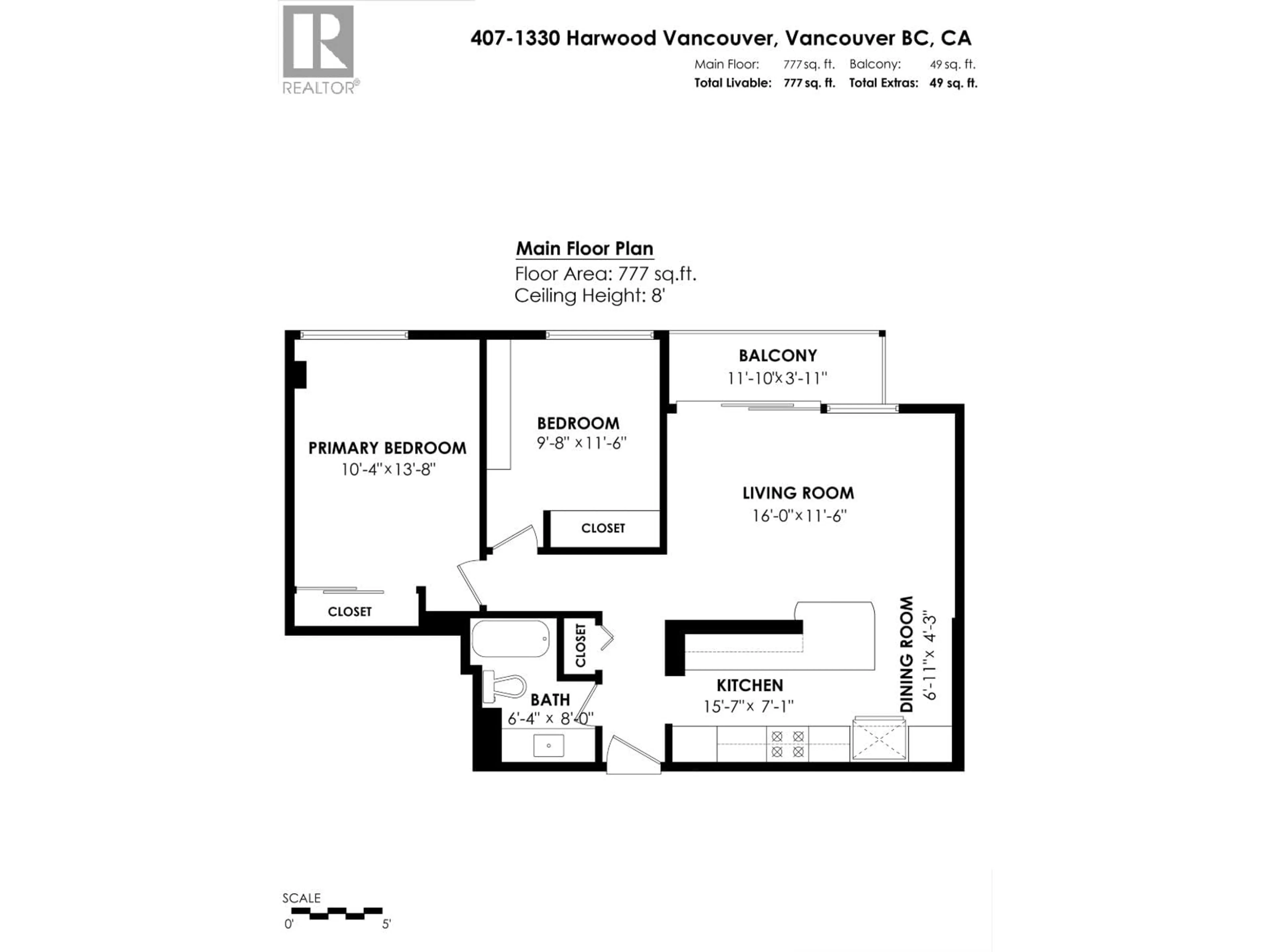 Floor plan for 407 - 1330 HARWOOD STREET, Vancouver British Columbia V6E1S8