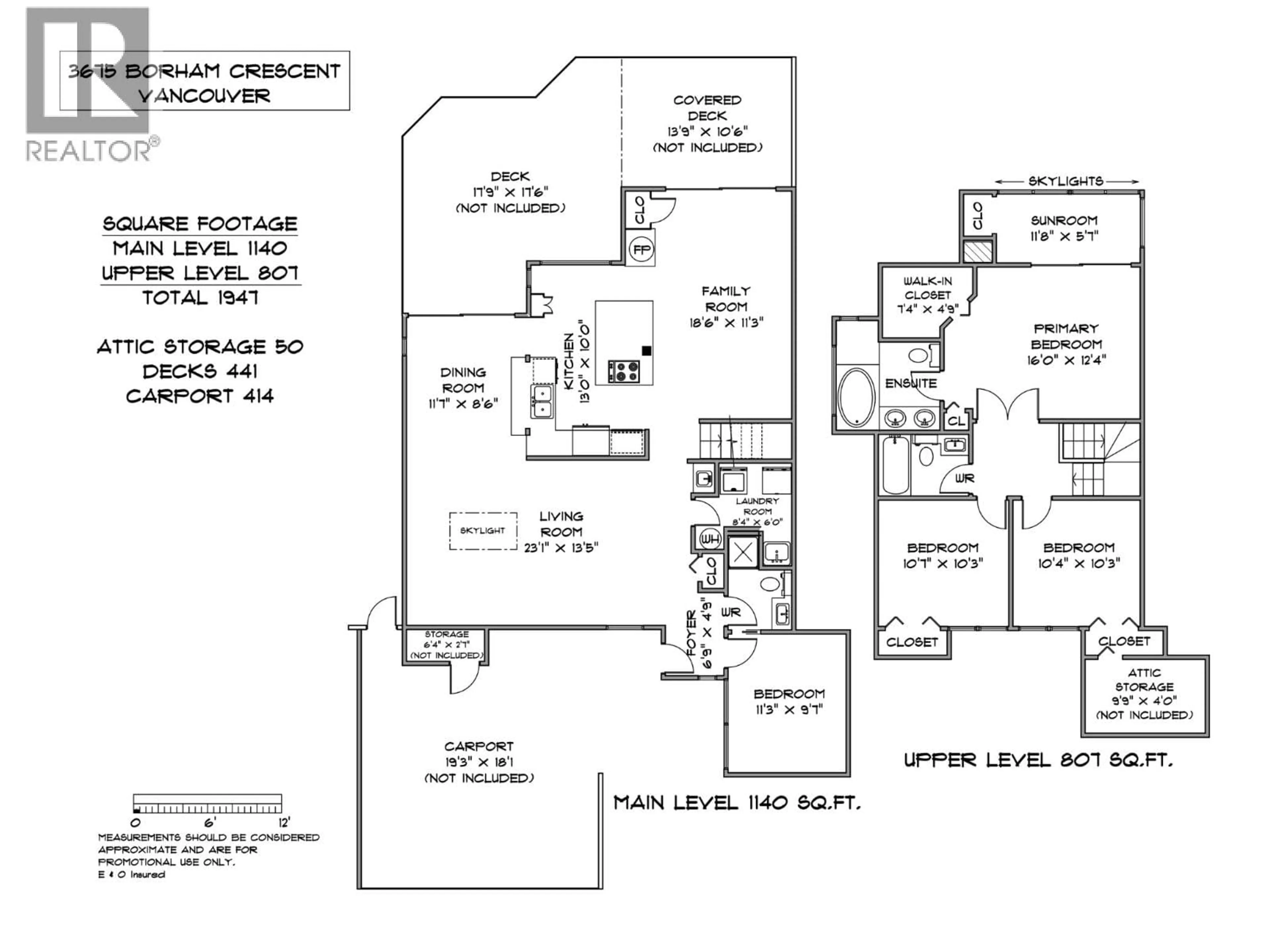 Floor plan for 3675 BORHAM CRESCENT, Vancouver British Columbia V5S3X2