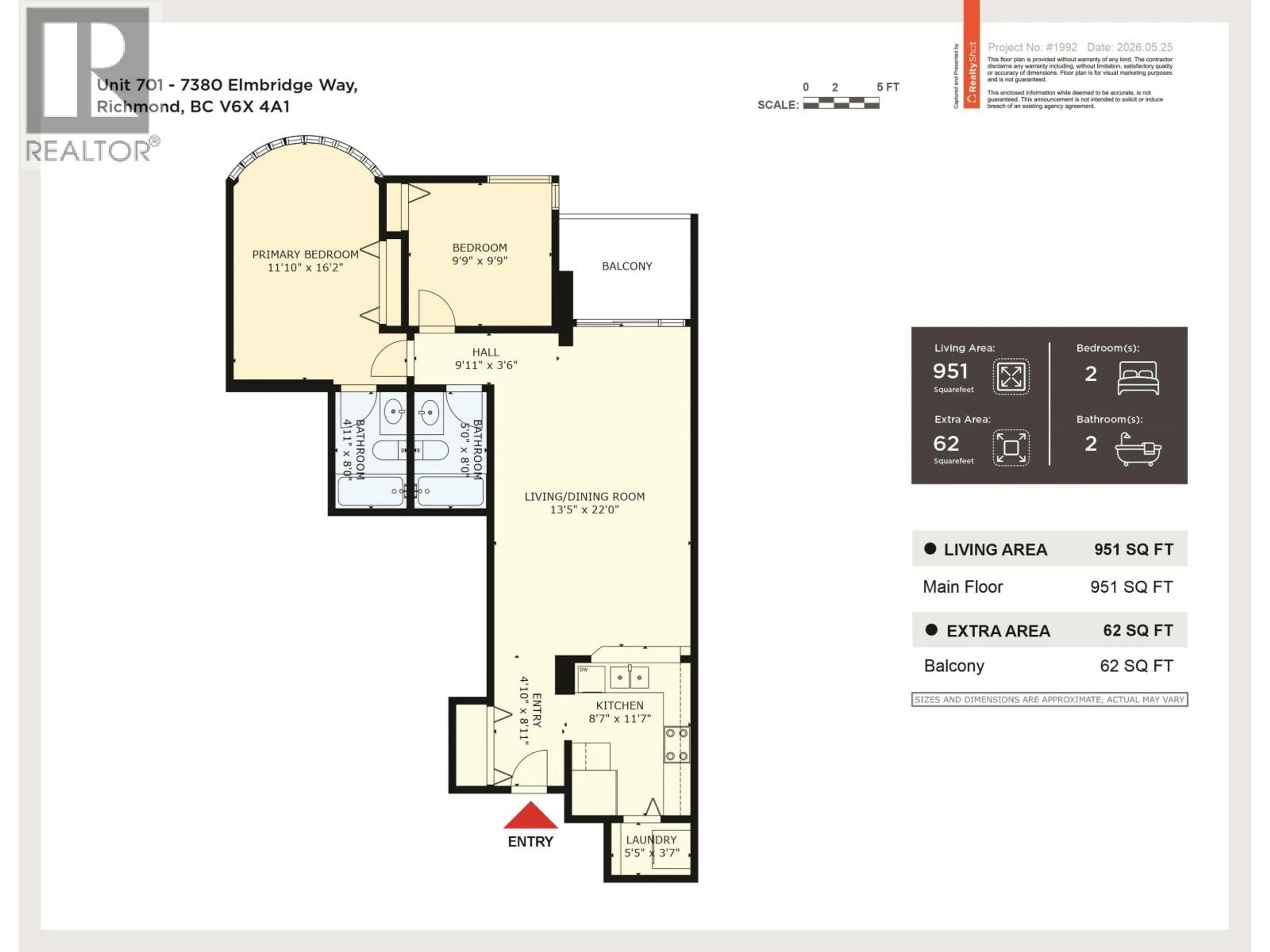 Floor plan for 701 - 7380 ELMBRIDGE WAY, Richmond British Columbia V6X4A1