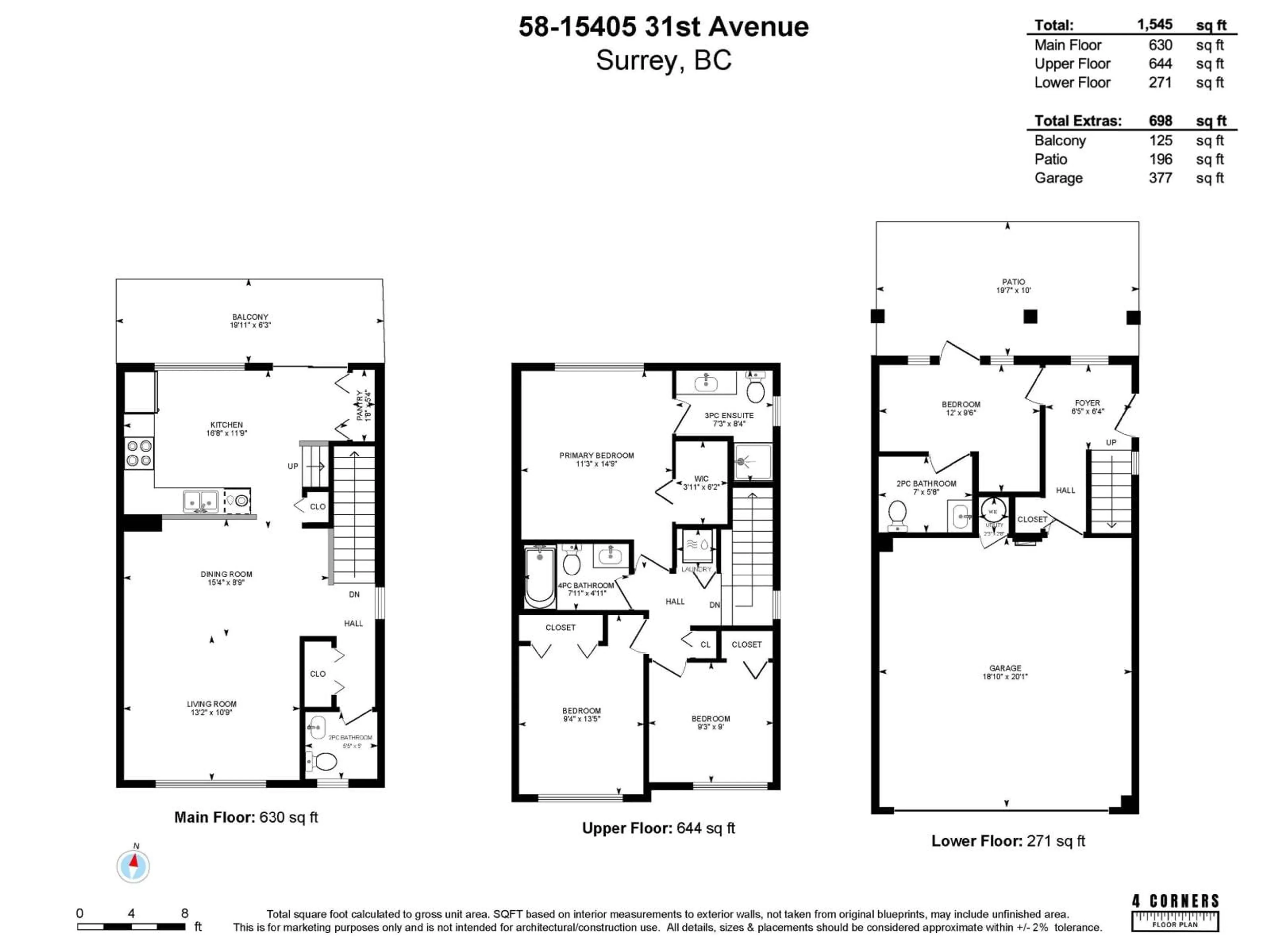 Floor plan for 58 - 15405 31 AVENUE, Surrey British Columbia V3Z2W5