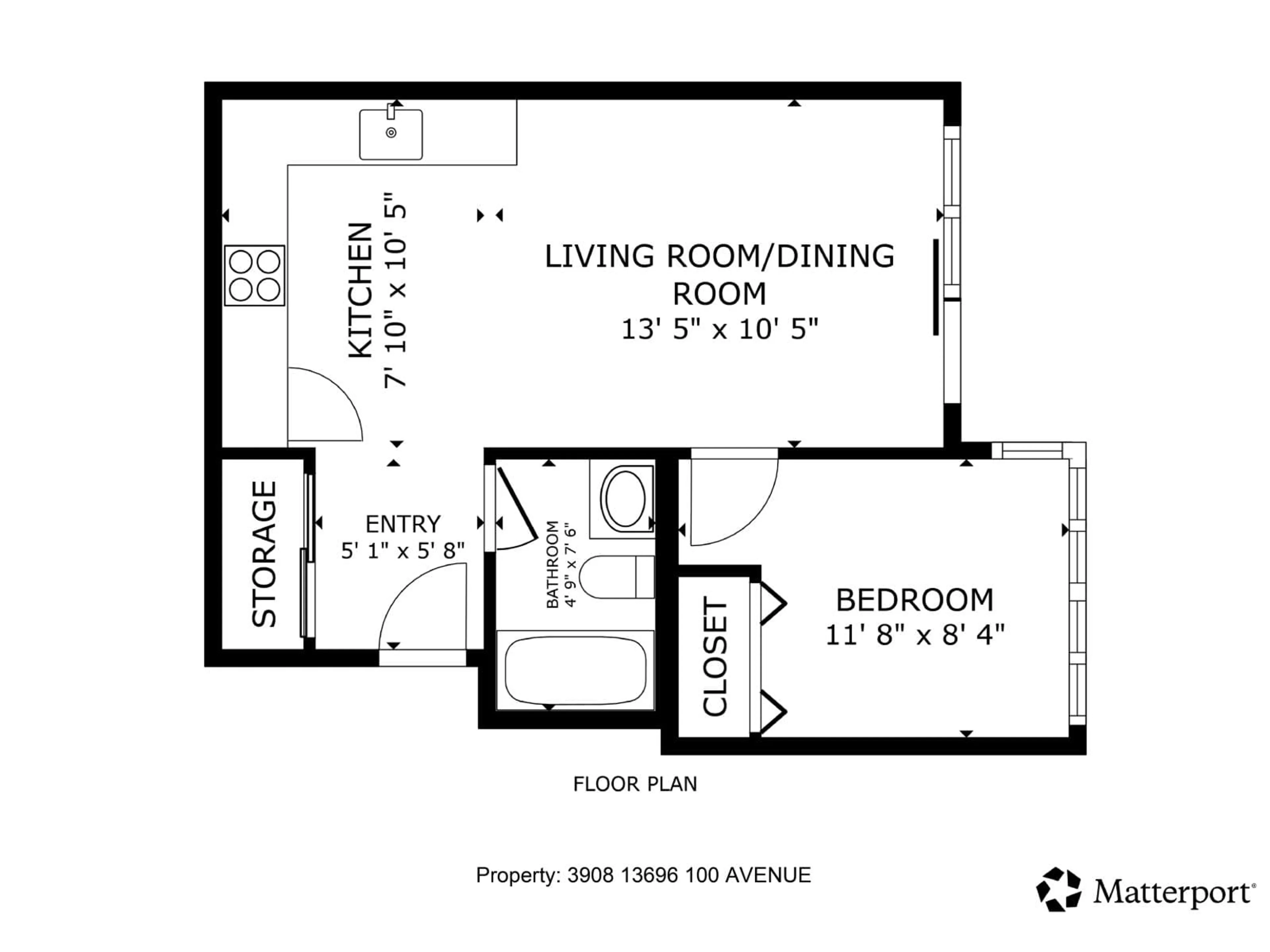 Floor plan for 3908 - 13696 100 AVENUE, Surrey British Columbia V3T0L5