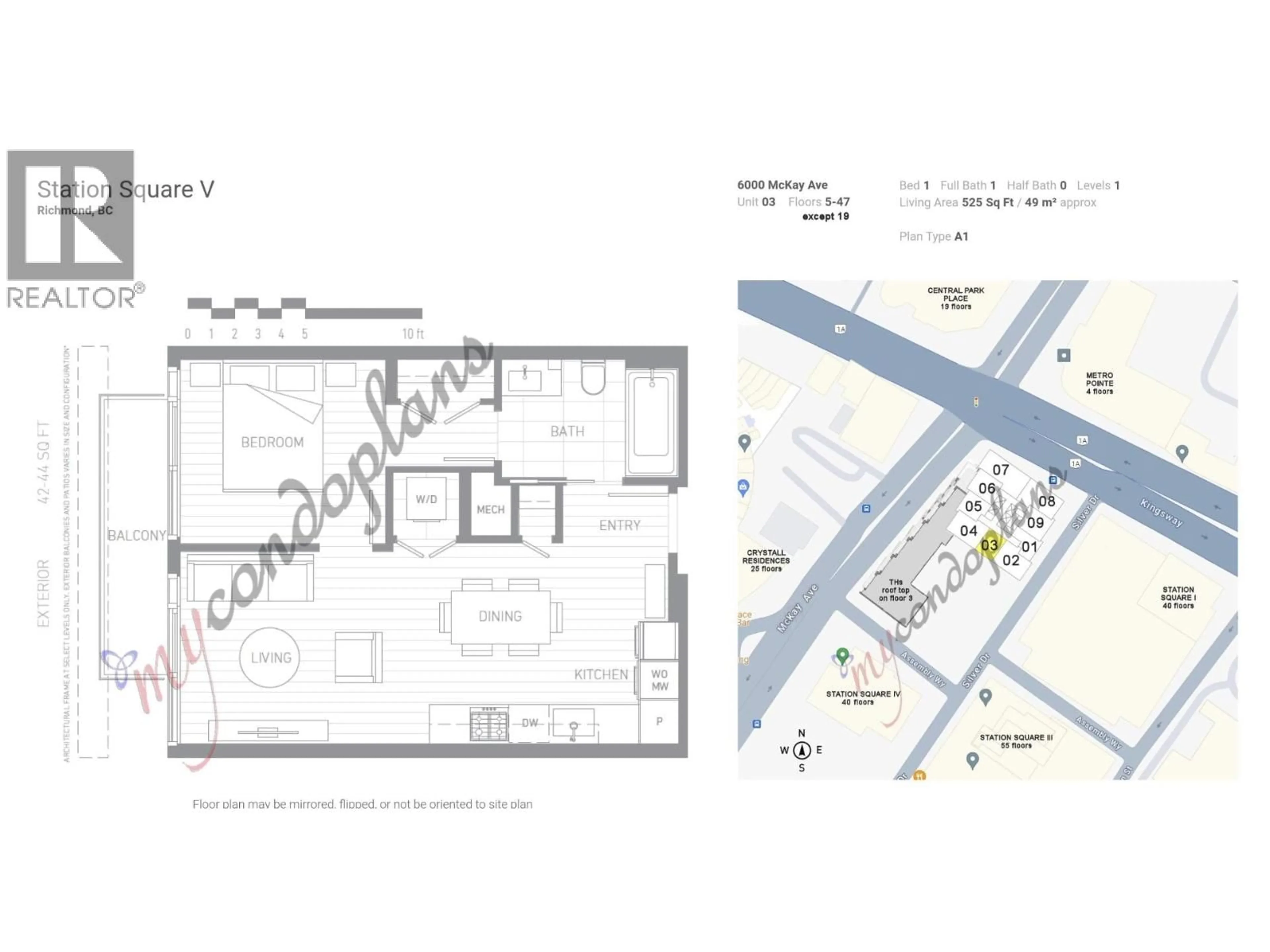 Floor plan for 3303 - 6000 MCKAY AVENUE, Burnaby British Columbia V5H0K2