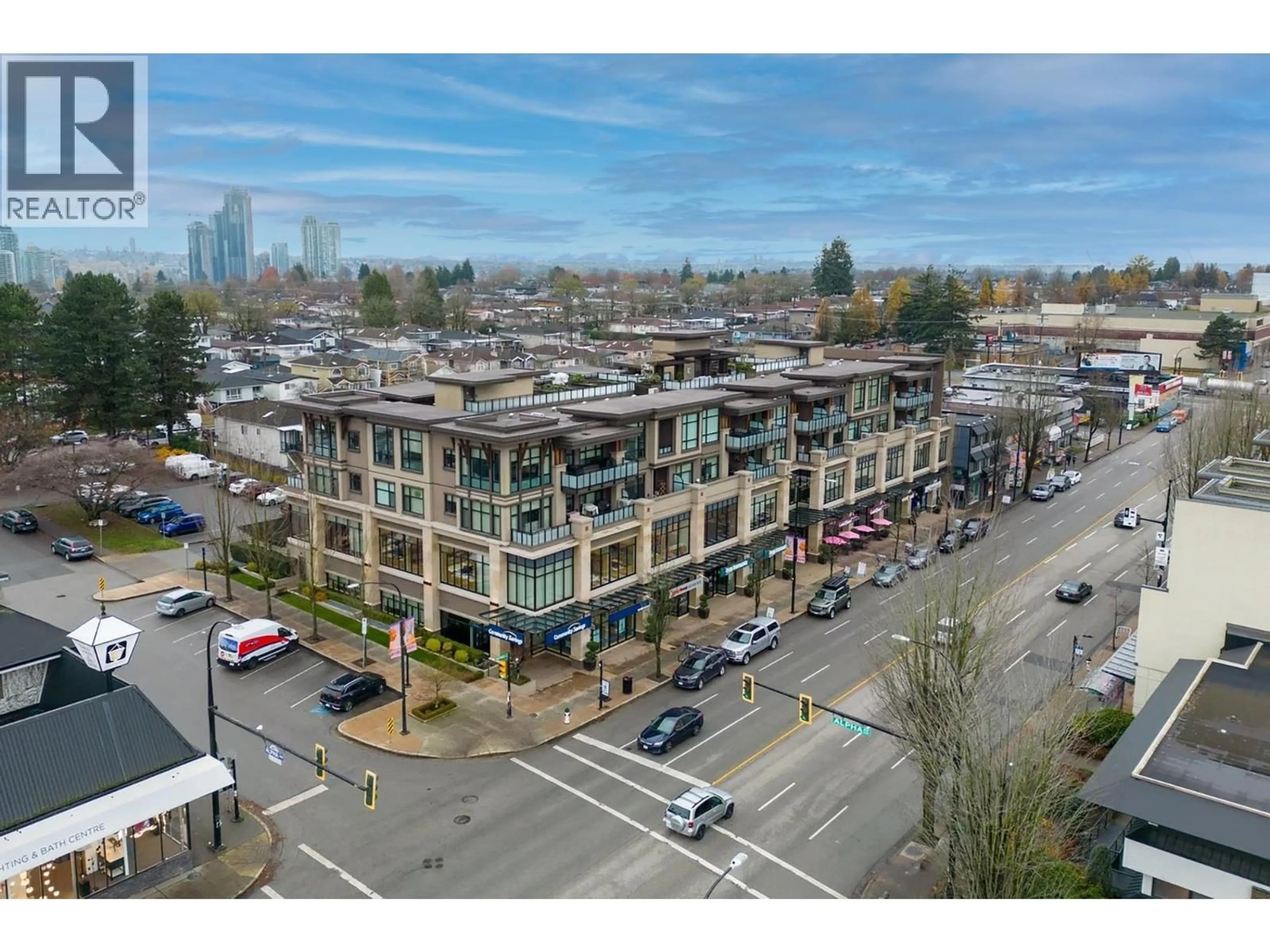 A pic from outside/outdoor area/front of a property/back of a property/a pic from drone, city buildings view from balcony for 305 - 4570 HASTINGS STREET, Burnaby British Columbia V5C0E8