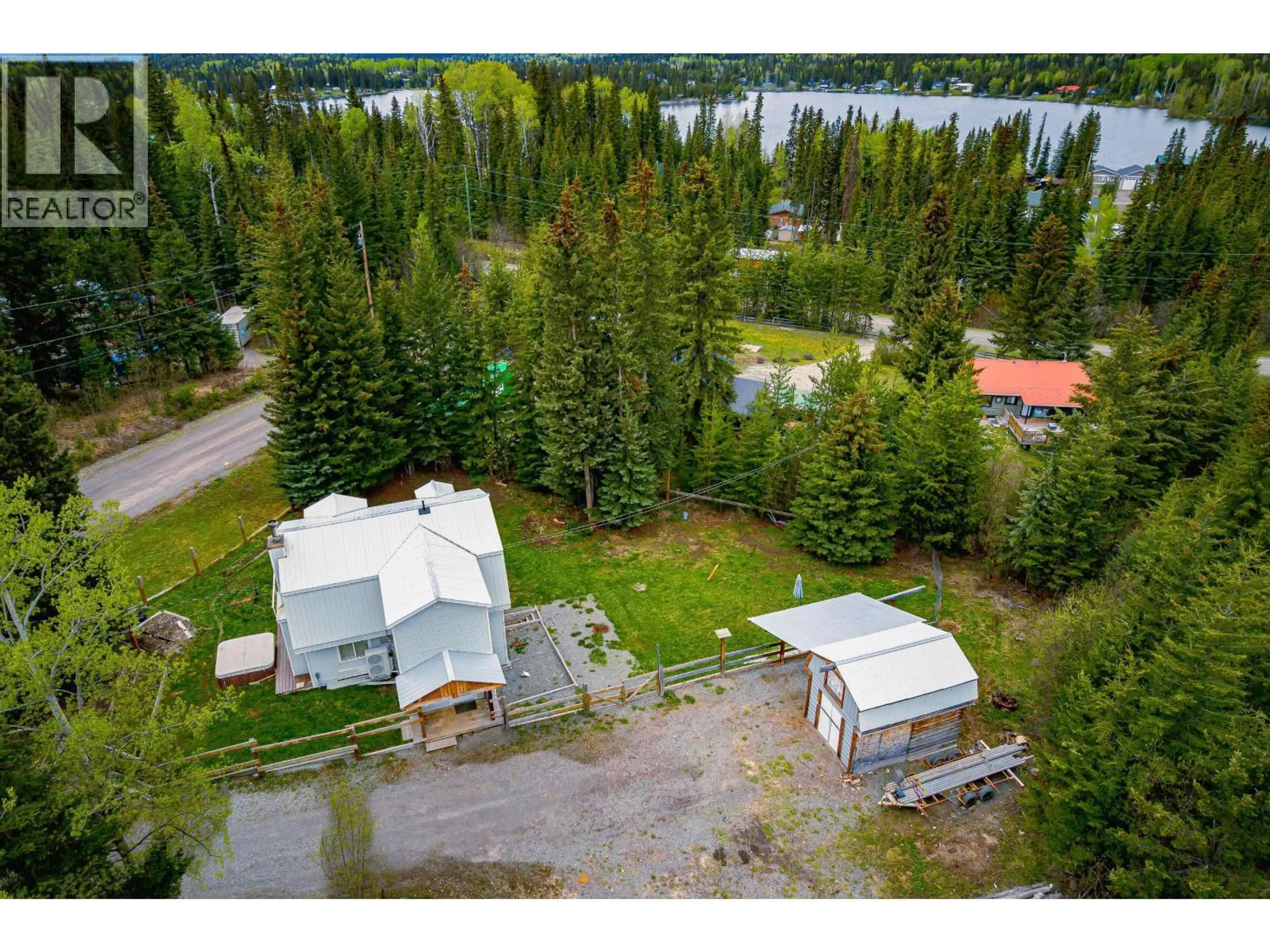 A pic from outside/outdoor area/front of a property/back of a property/a pic from drone, water/lake/river/ocean view for 7618 CLEARVIEW ROAD, Deka Lake / Sulphurous / Hathaway Lakes British Columbia V0K1X3