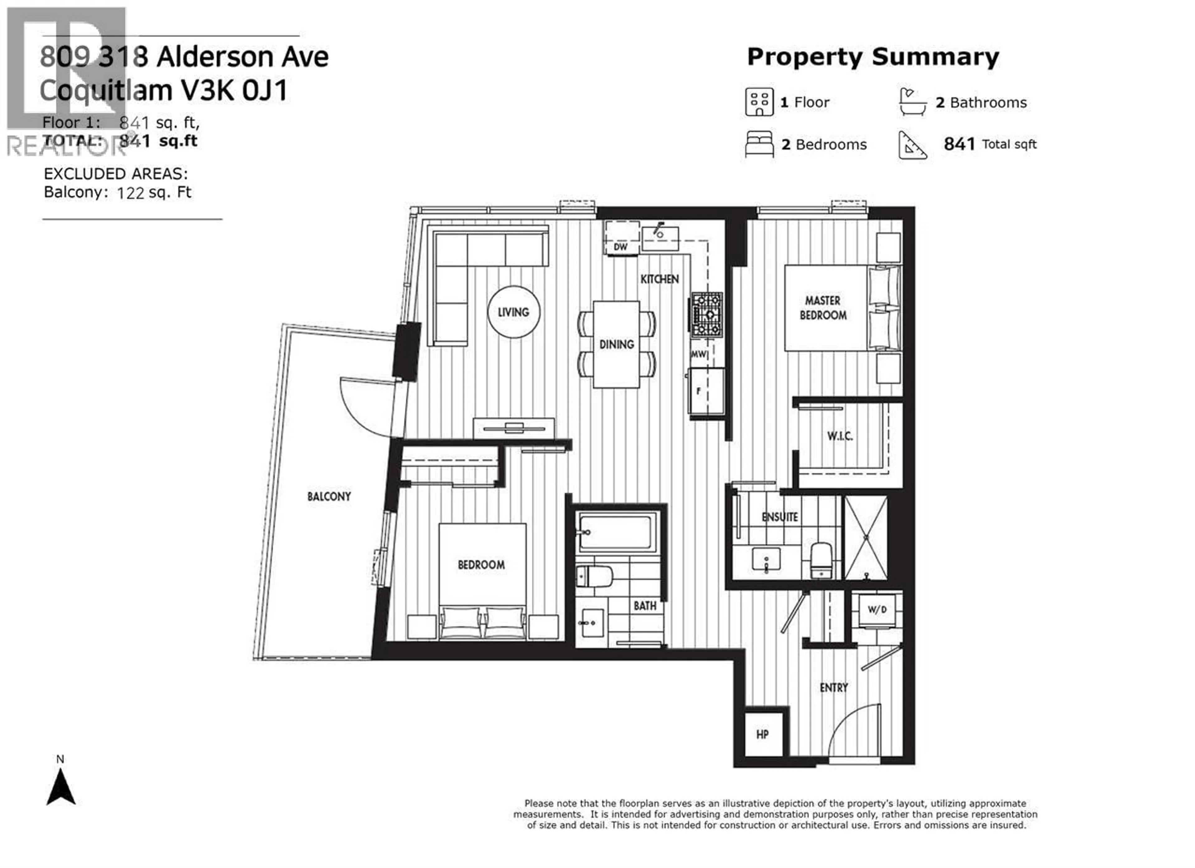 Floor plan for 809 - 318 ALDERSON AVENUE, Coquitlam British Columbia V3K0J1