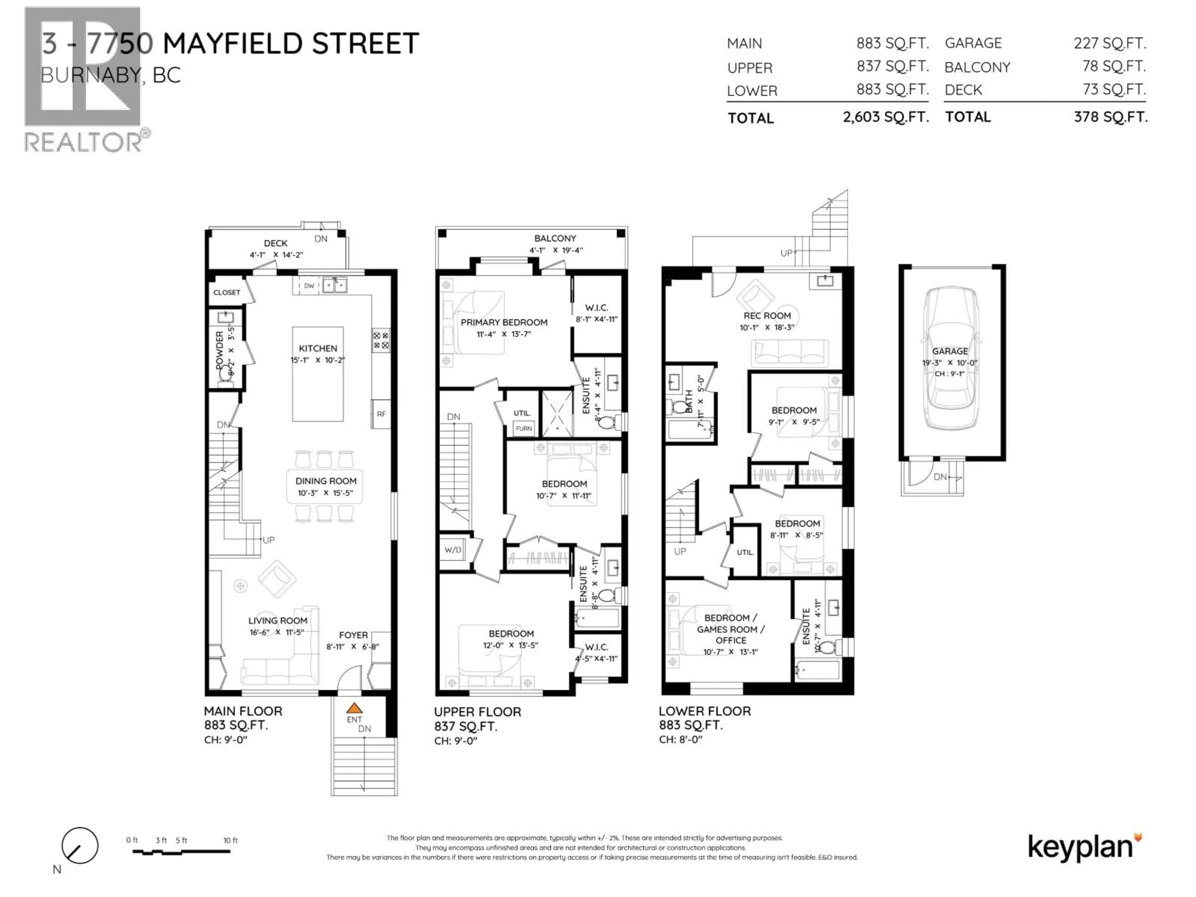 Floor plan for 3 - 7750 MAYFIELD STREET, Burnaby British Columbia V5E2J6