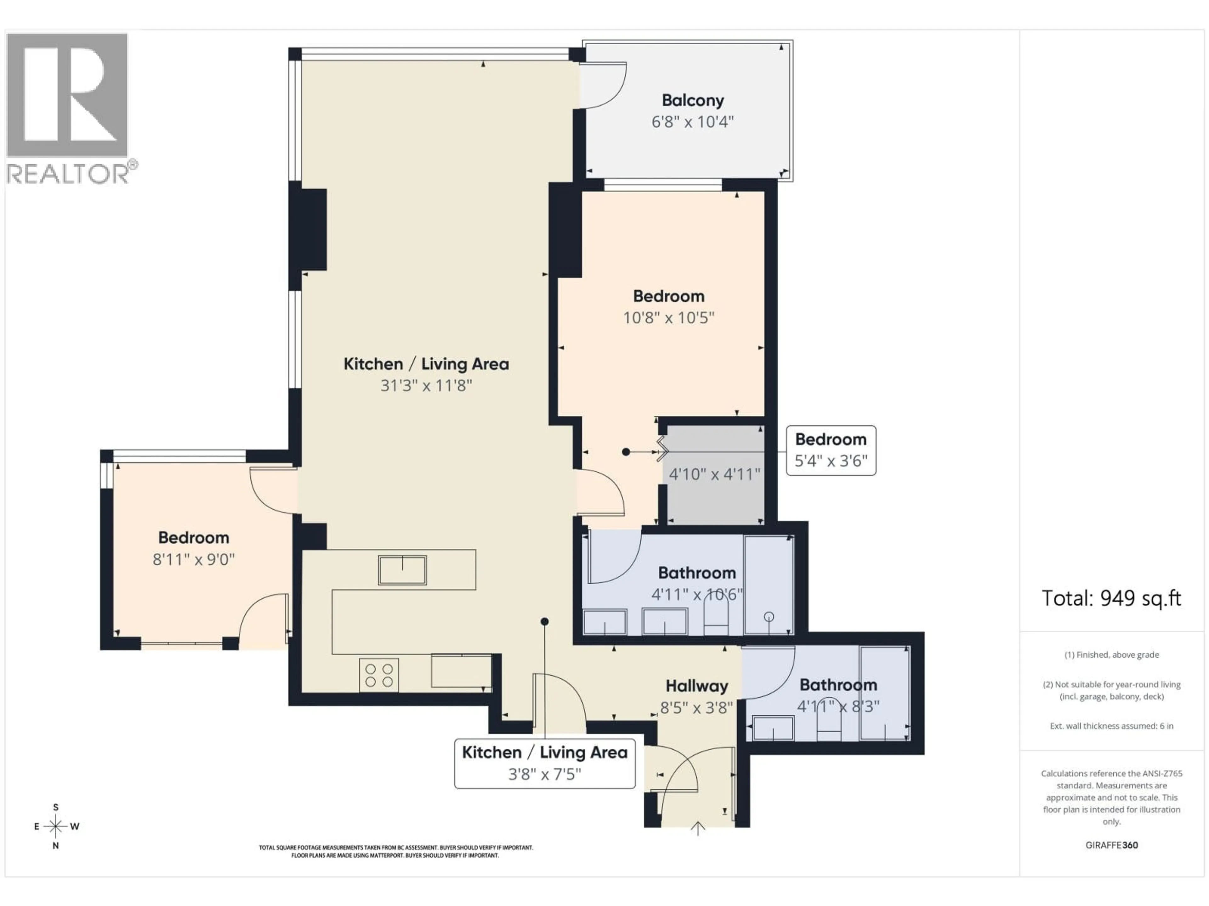 Floor plan for 3603 - 5883 BARKER AVENUE, Burnaby British Columbia V5H0G4
