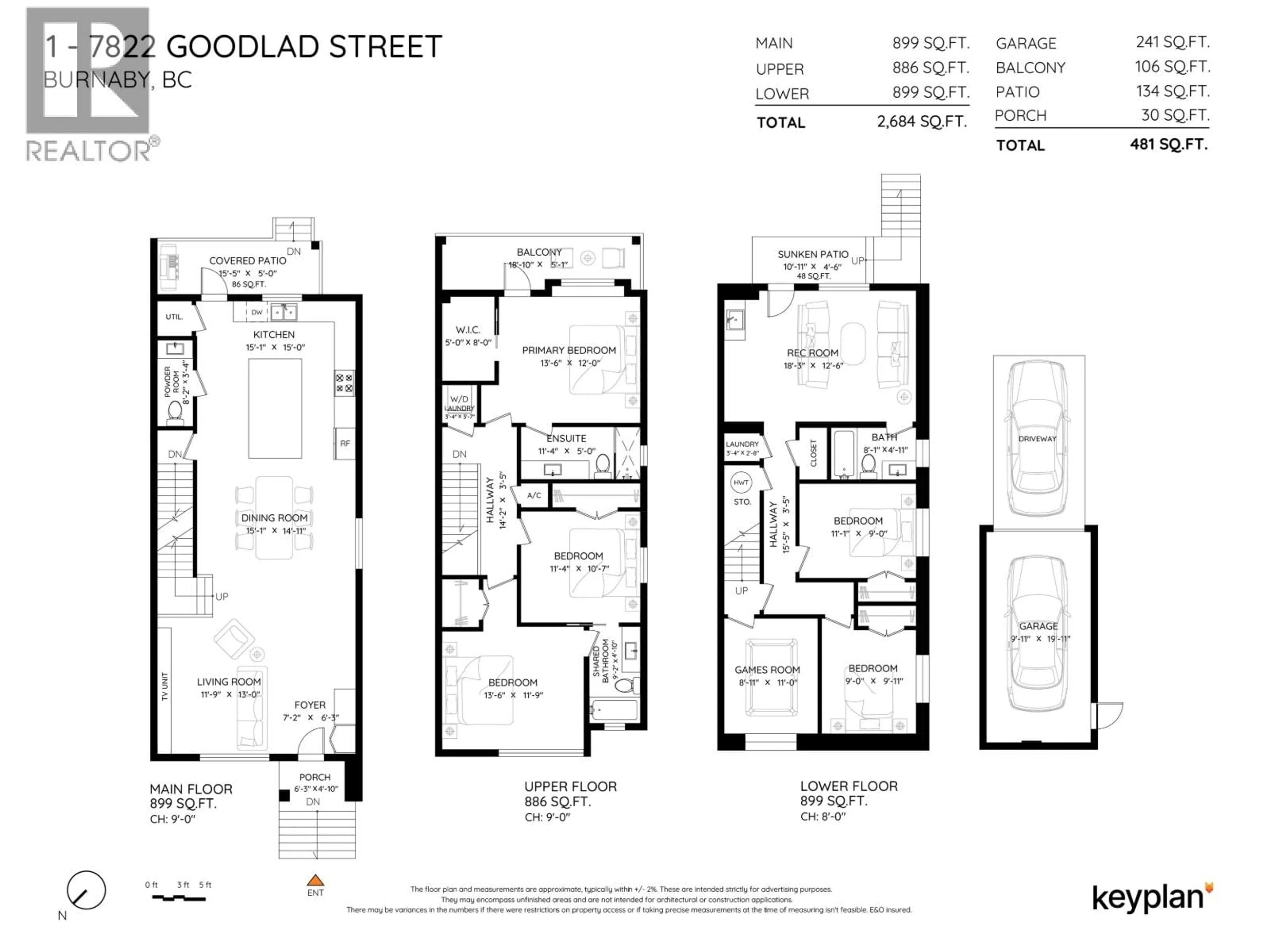 Floor plan for 1 - 7822 GOODLAD STREET, Burnaby British Columbia V5E2H6
