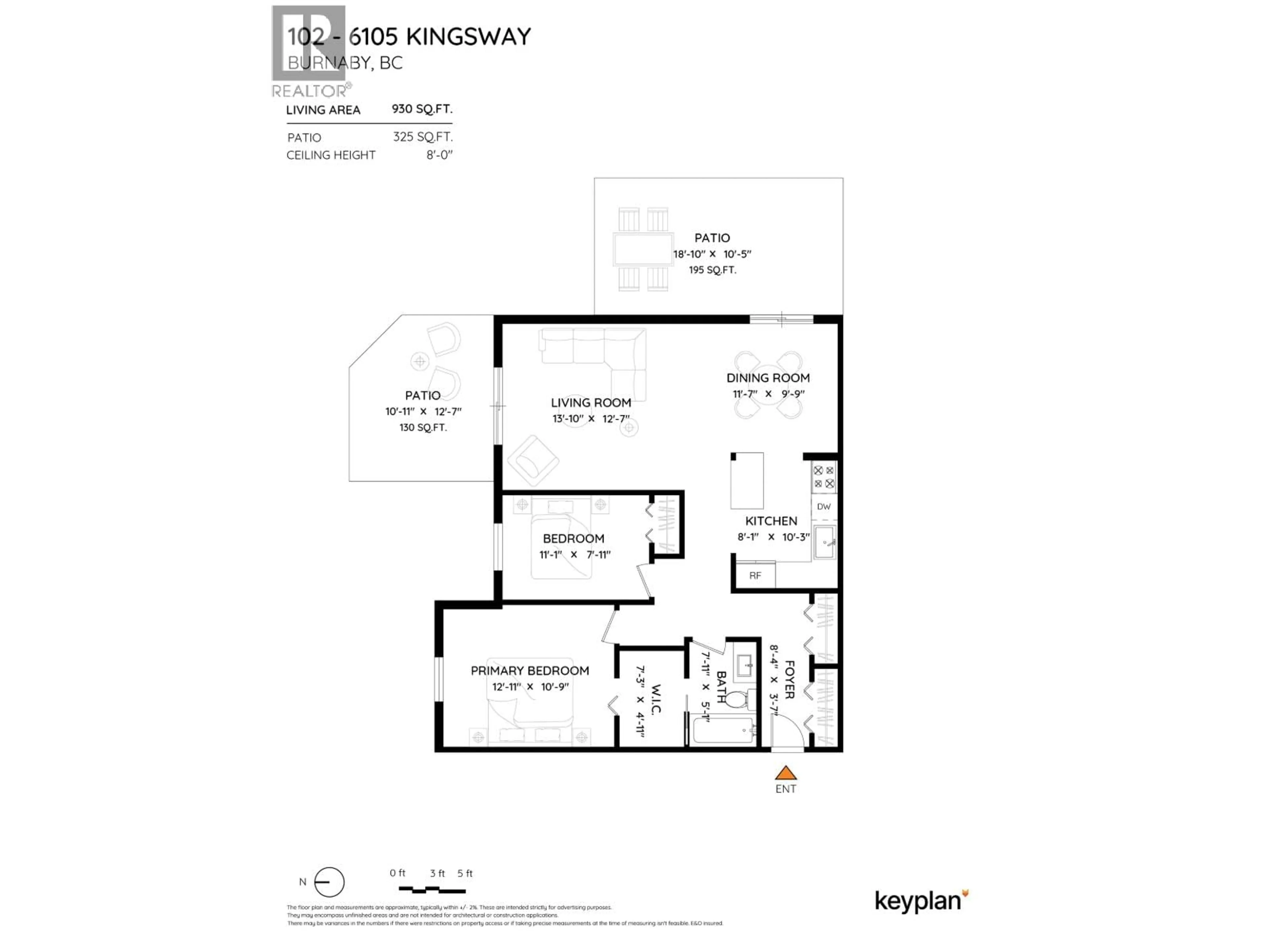 Floor plan for 102 - 6105 KINGSWAY, Burnaby British Columbia V5J5C7