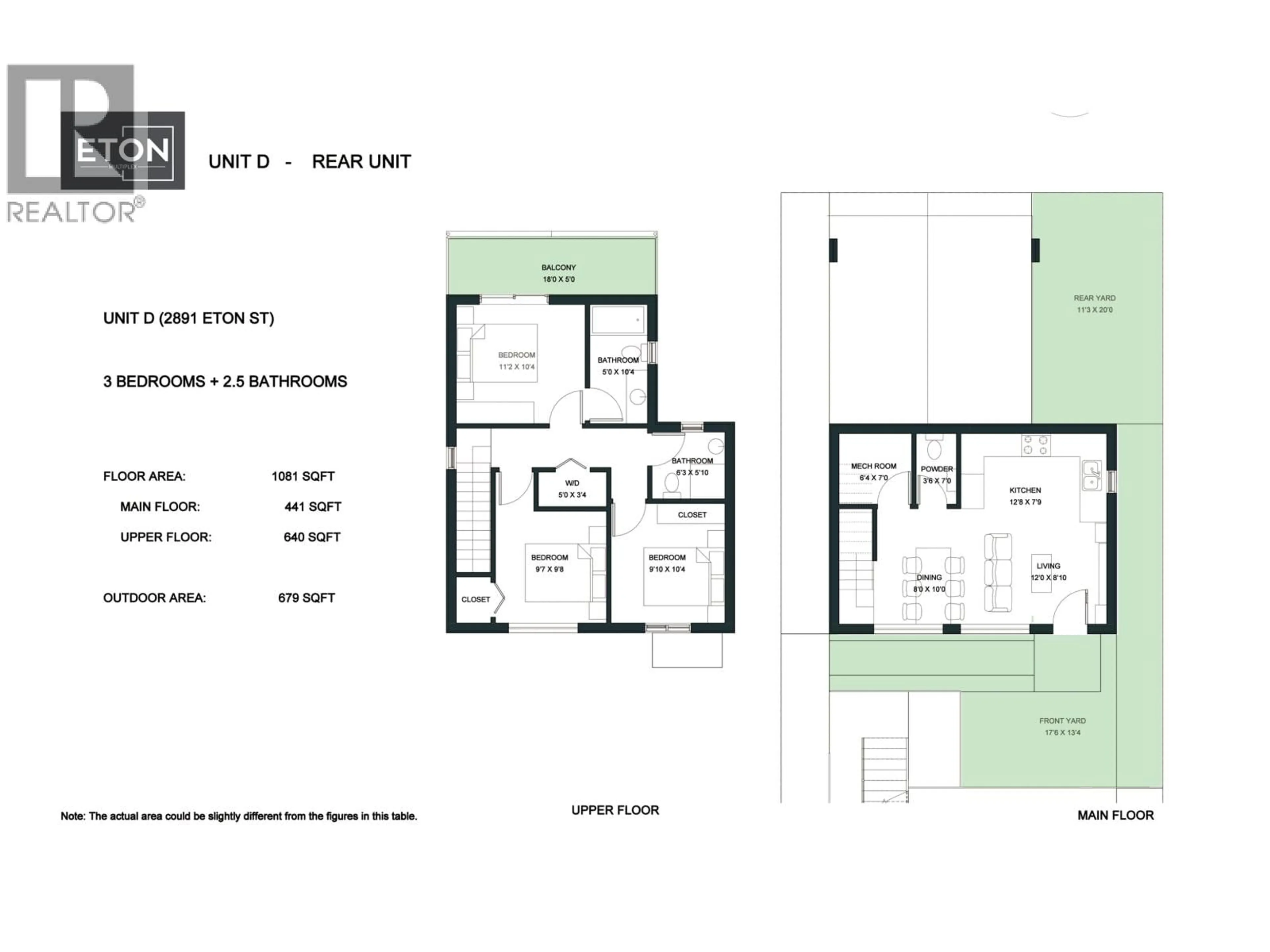 Floor plan for 2891 ETON STREET, Vancouver British Columbia V5K1K4