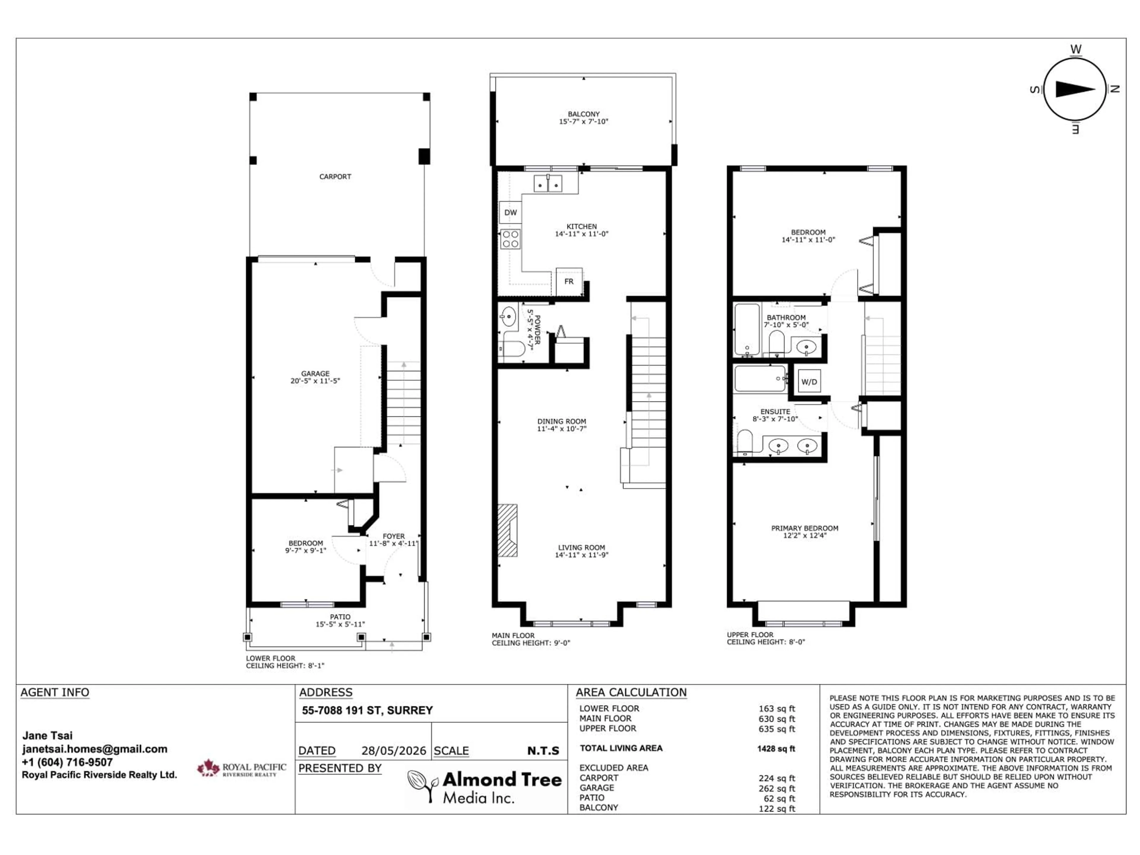 Floor plan for 55 - 7088 191 STREET, Surrey British Columbia V4N0B4
