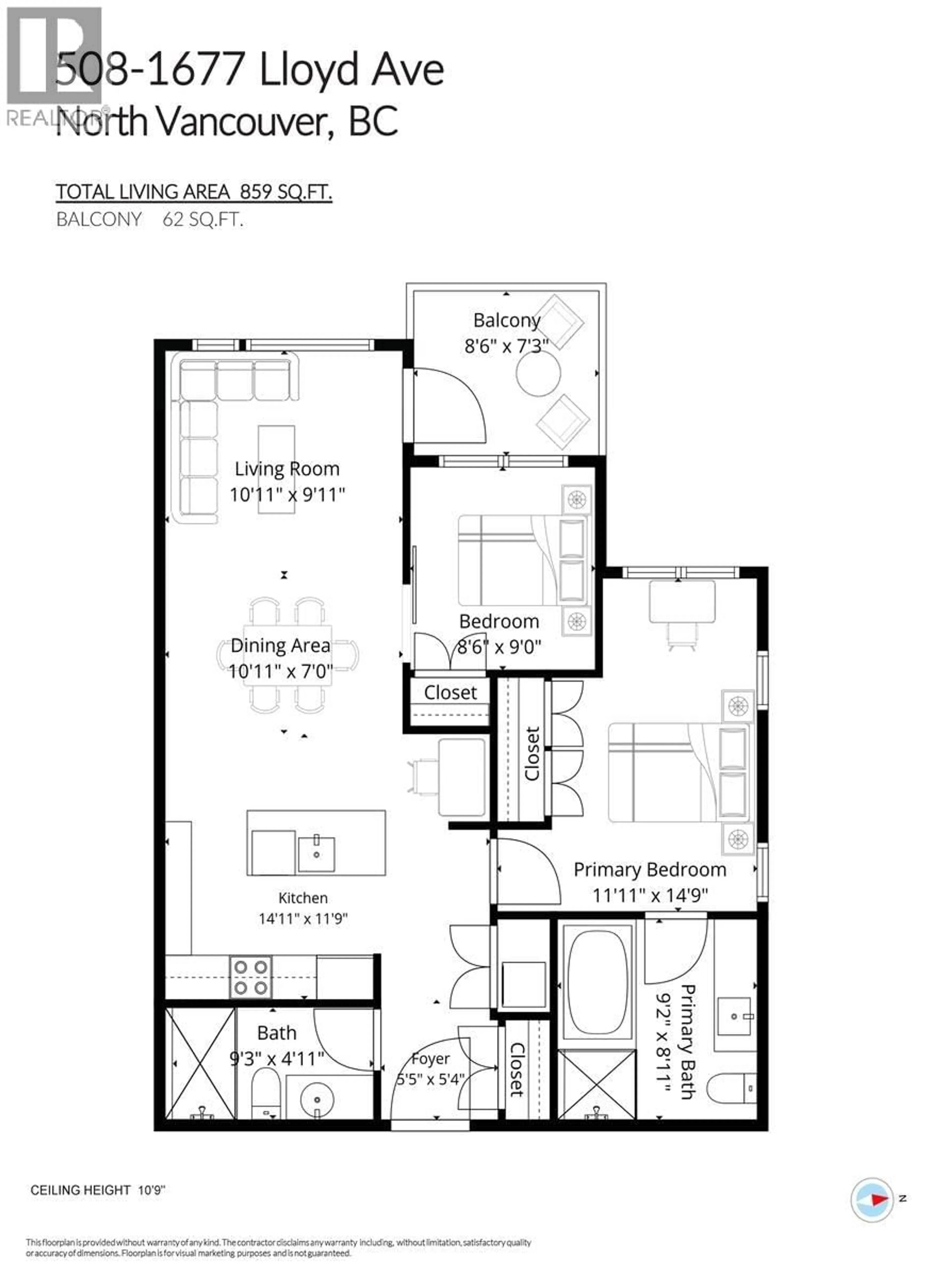 Floor plan for 508 - 1677 LLOYD AVENUE, North Vancouver British Columbia V7P0B1