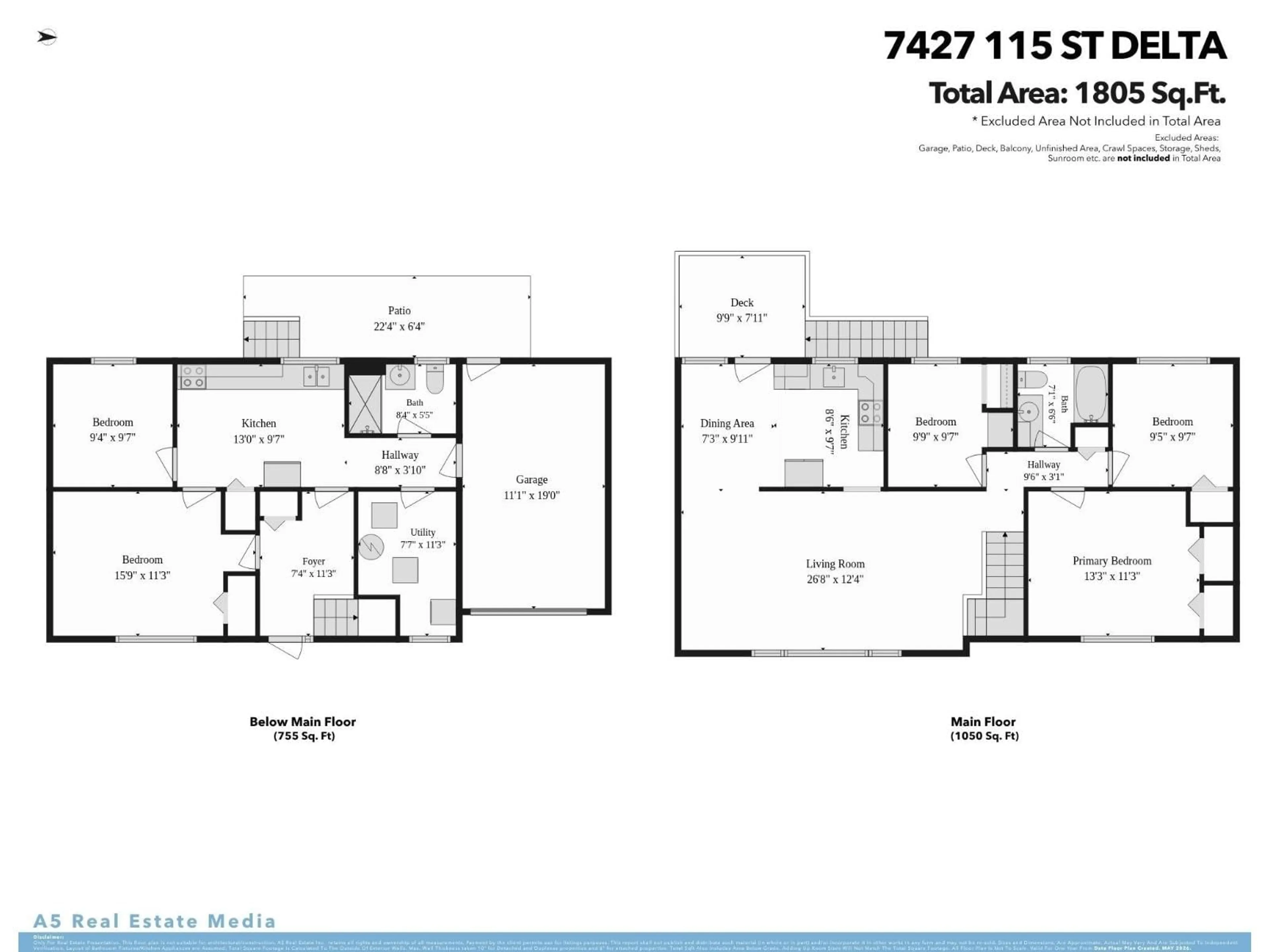 Floor plan for 7427 115 STREET, Delta British Columbia V4C5M6