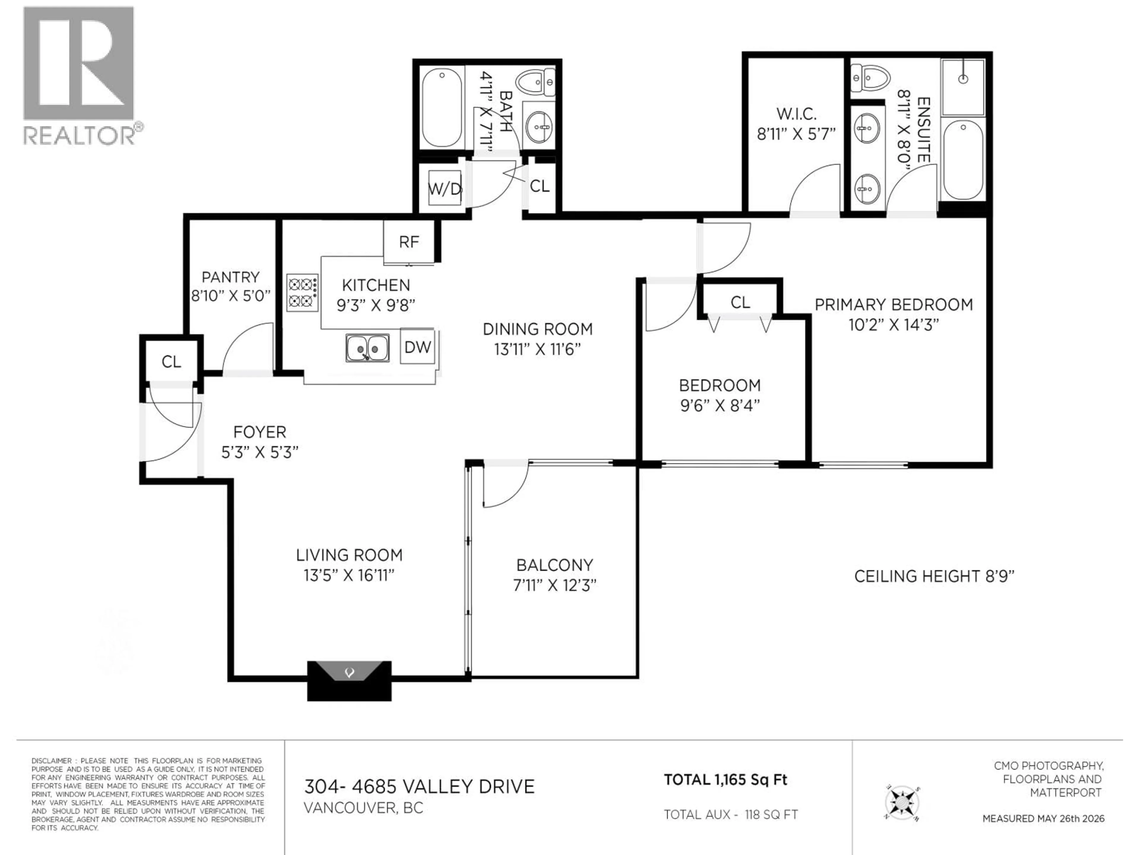 Floor plan for 304 - 4685 VALLEY DRIVE, Vancouver British Columbia V6J5M2