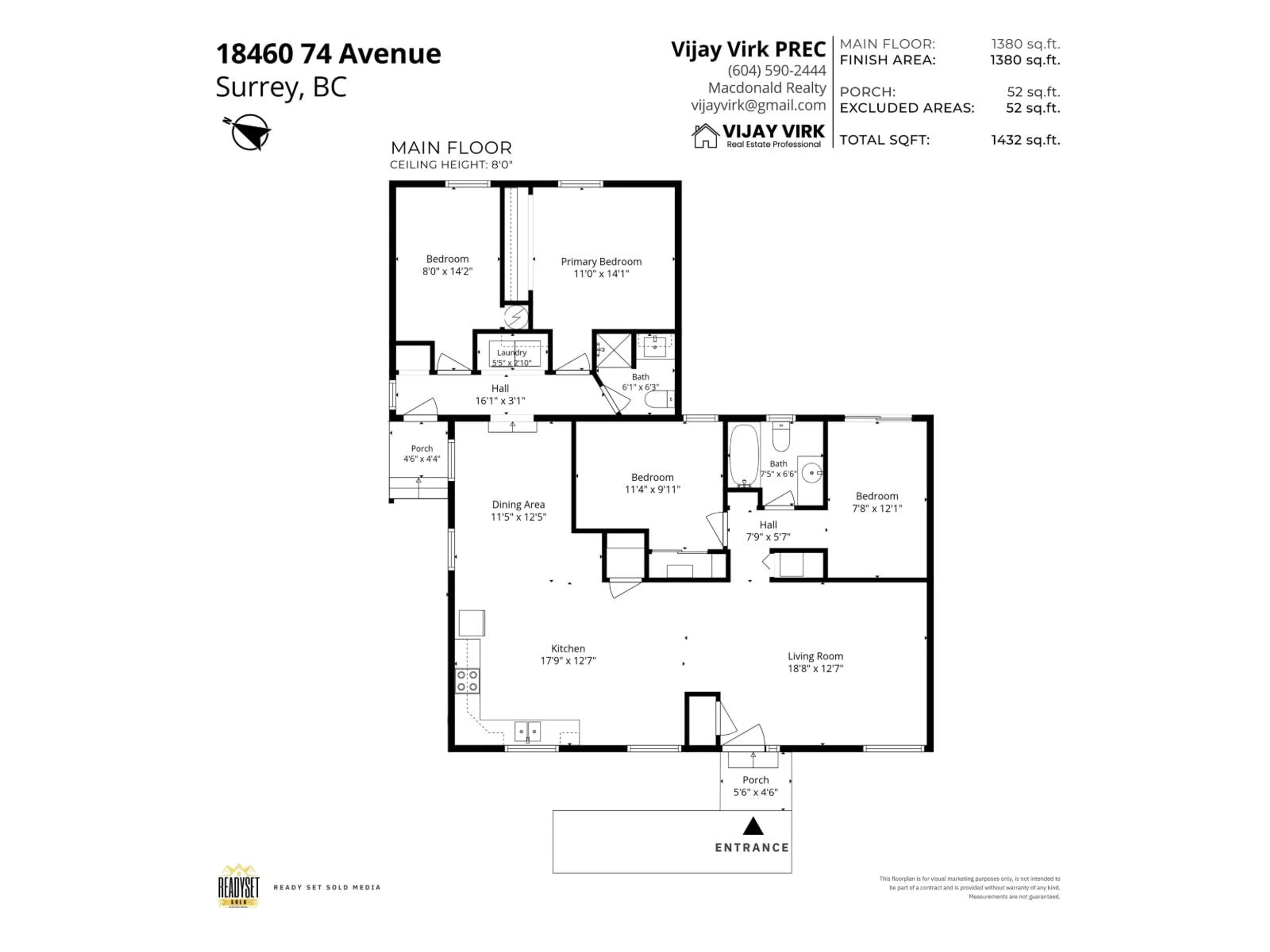 Floor plan for 18460 74 AVENUE, Surrey British Columbia V4N6C2