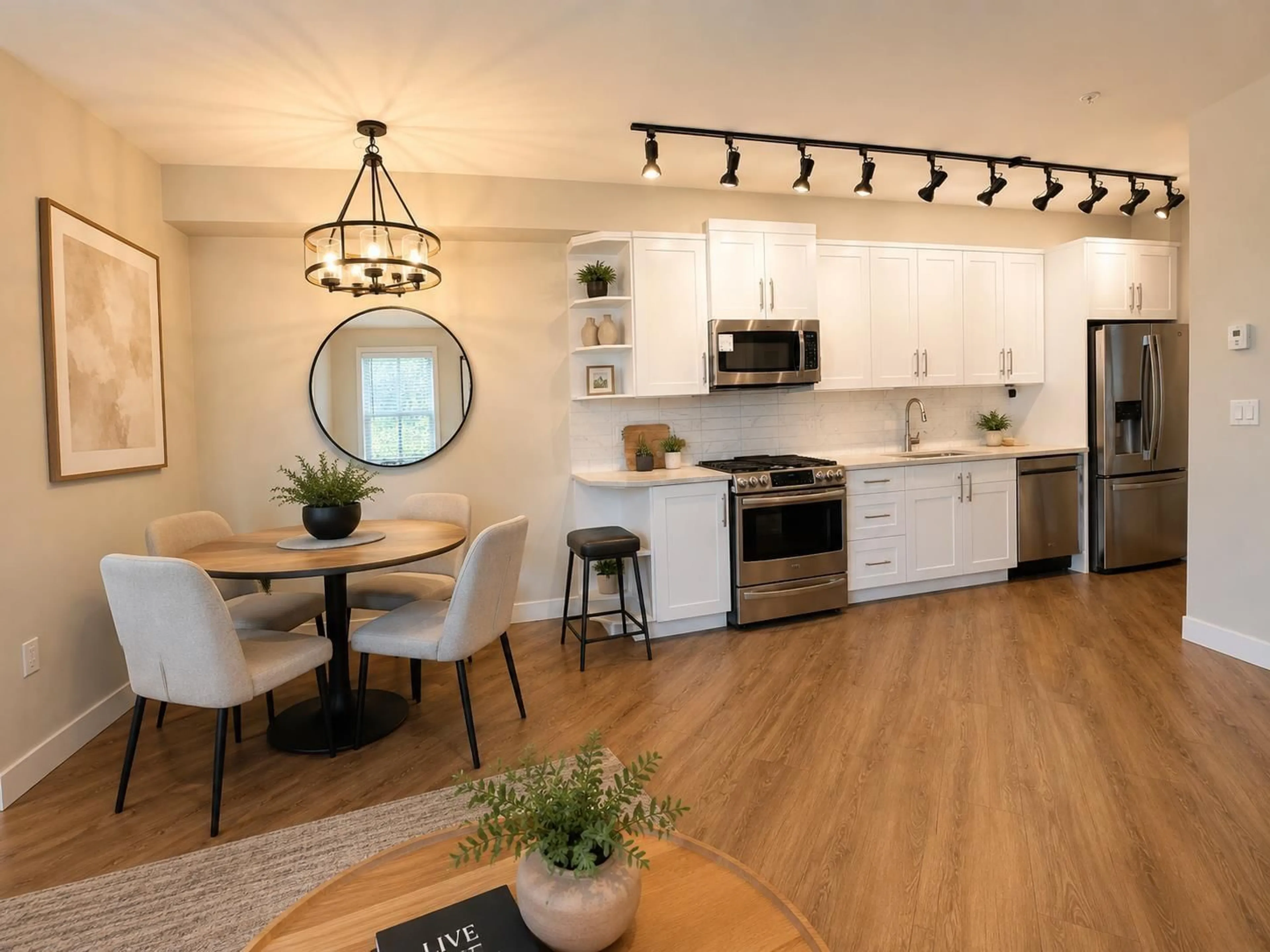 Open concept kitchen, wood/laminate floor for 326 - 11077 RAVINE ROAD, Surrey British Columbia V3T0R7