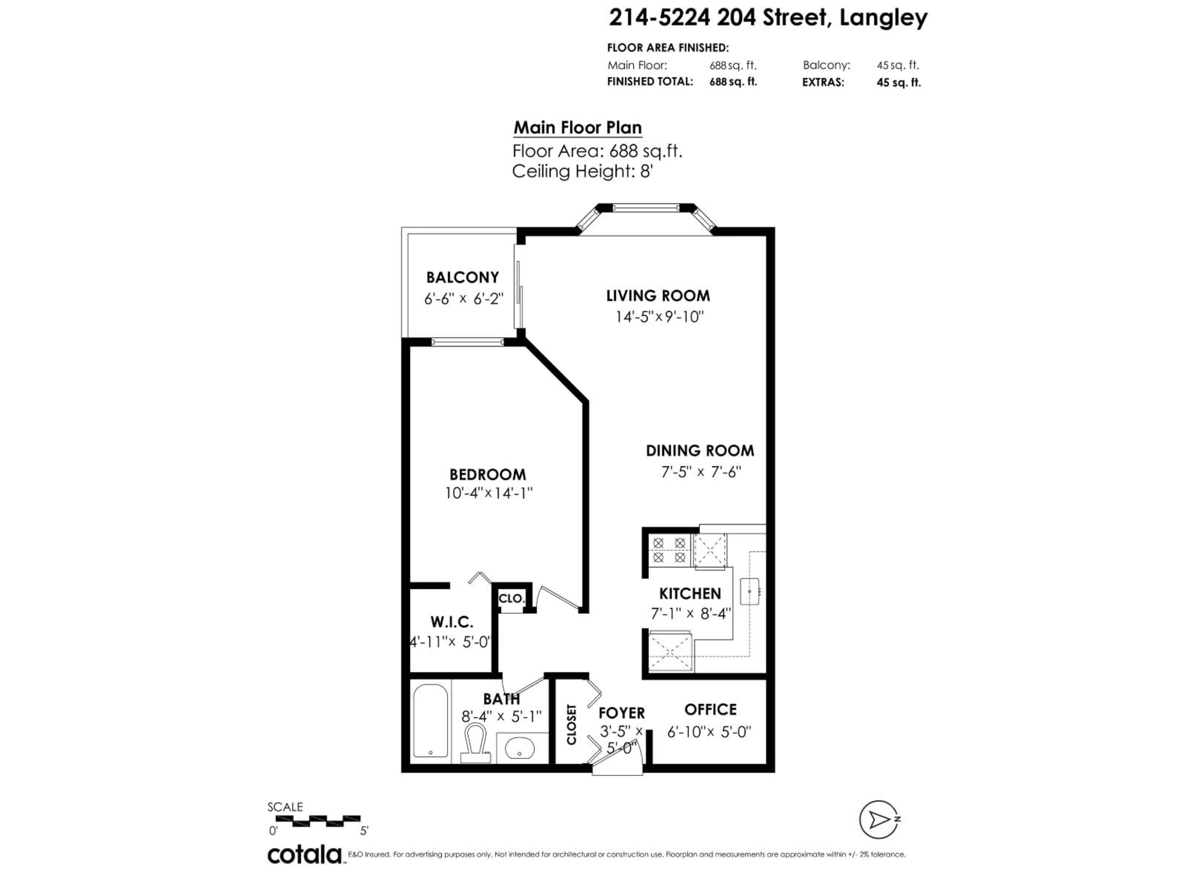 Floor plan for 214 - 5224 204 STREET, Langley British Columbia V3A3N1