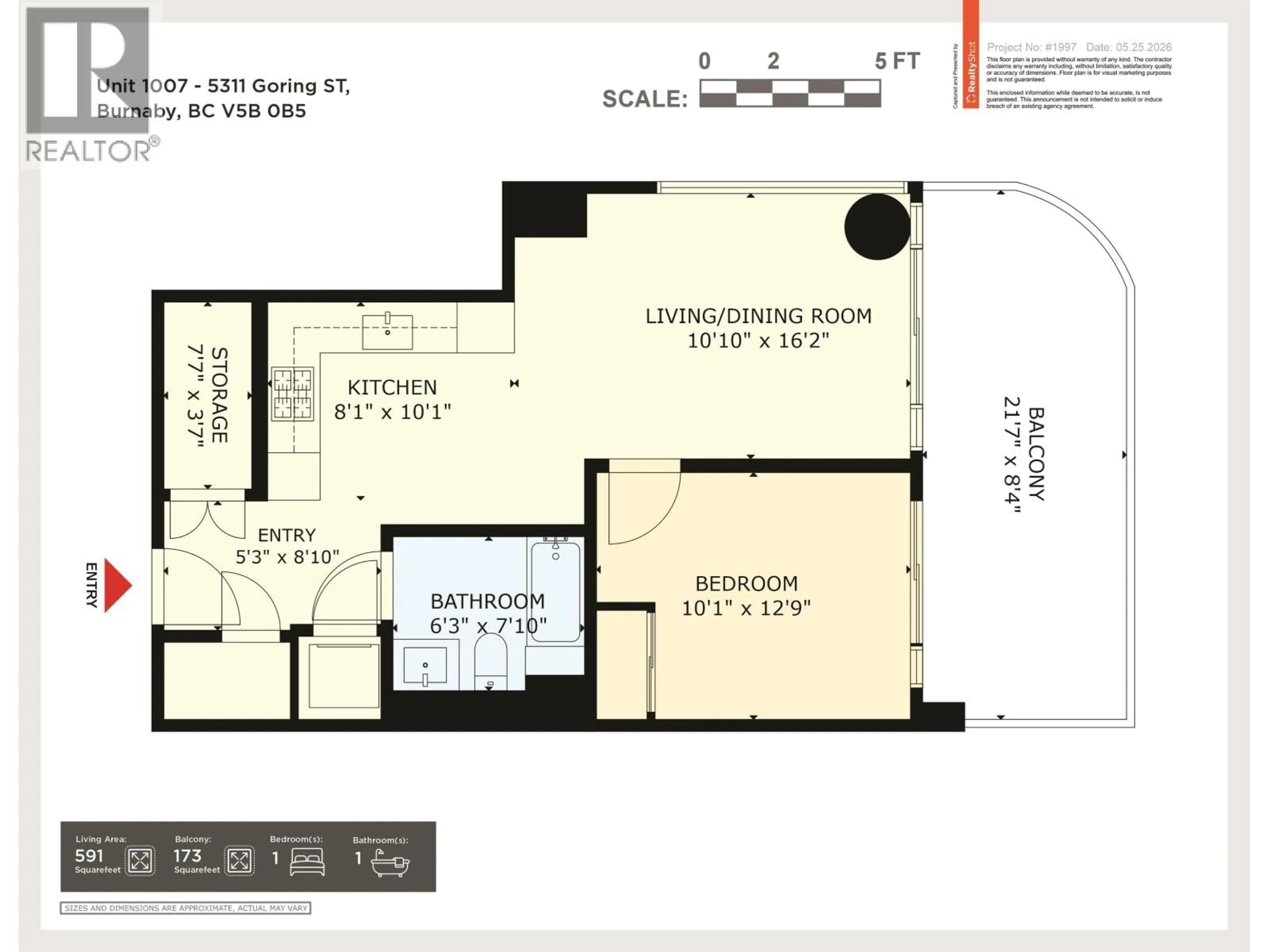 Floor plan for 1007 - 5311 GORING STREET, Burnaby British Columbia V5B0B5