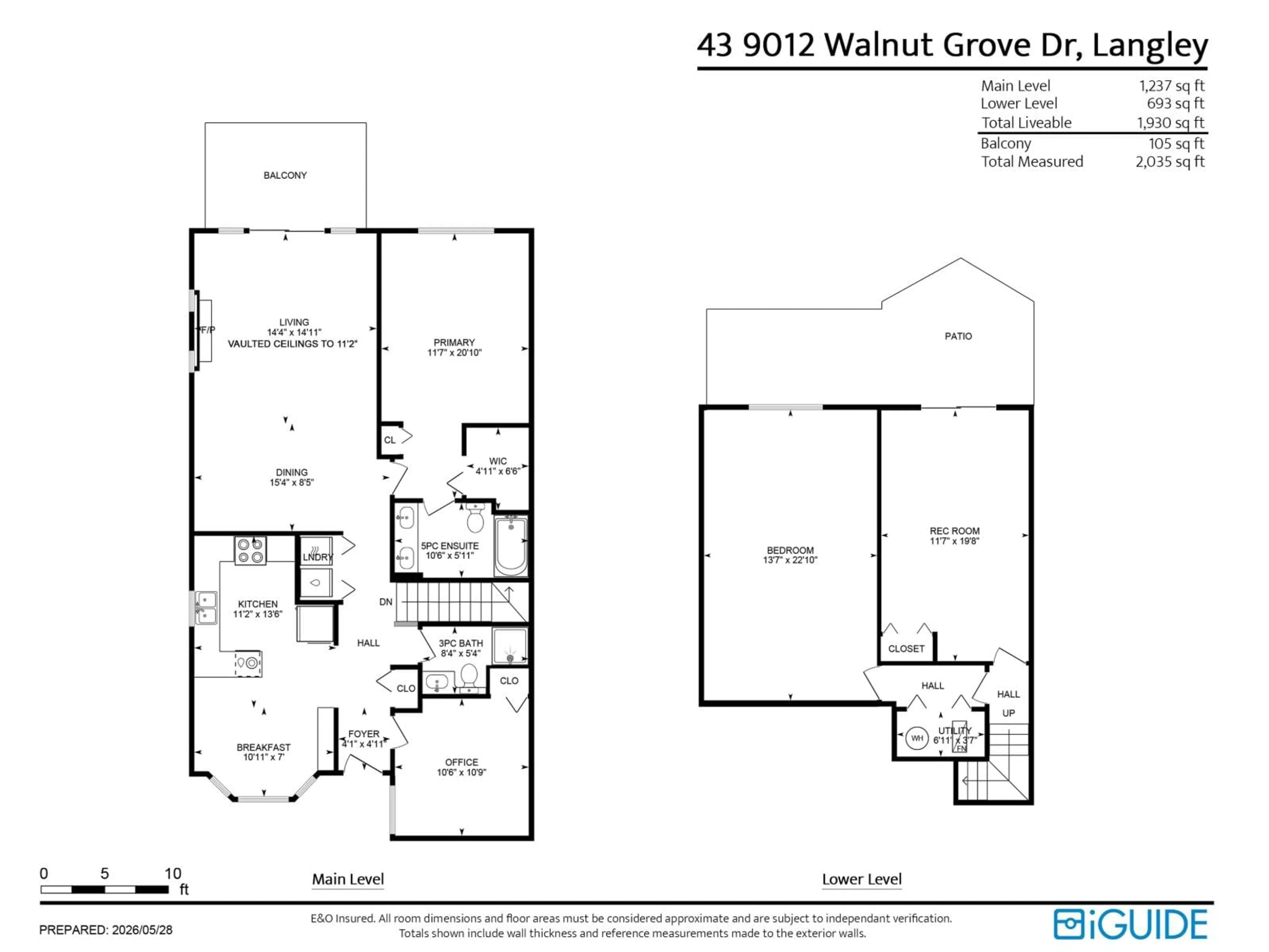 Floor plan for 43 - 9012 WALNUT GROVE DRIVE, Langley British Columbia V1M2K3