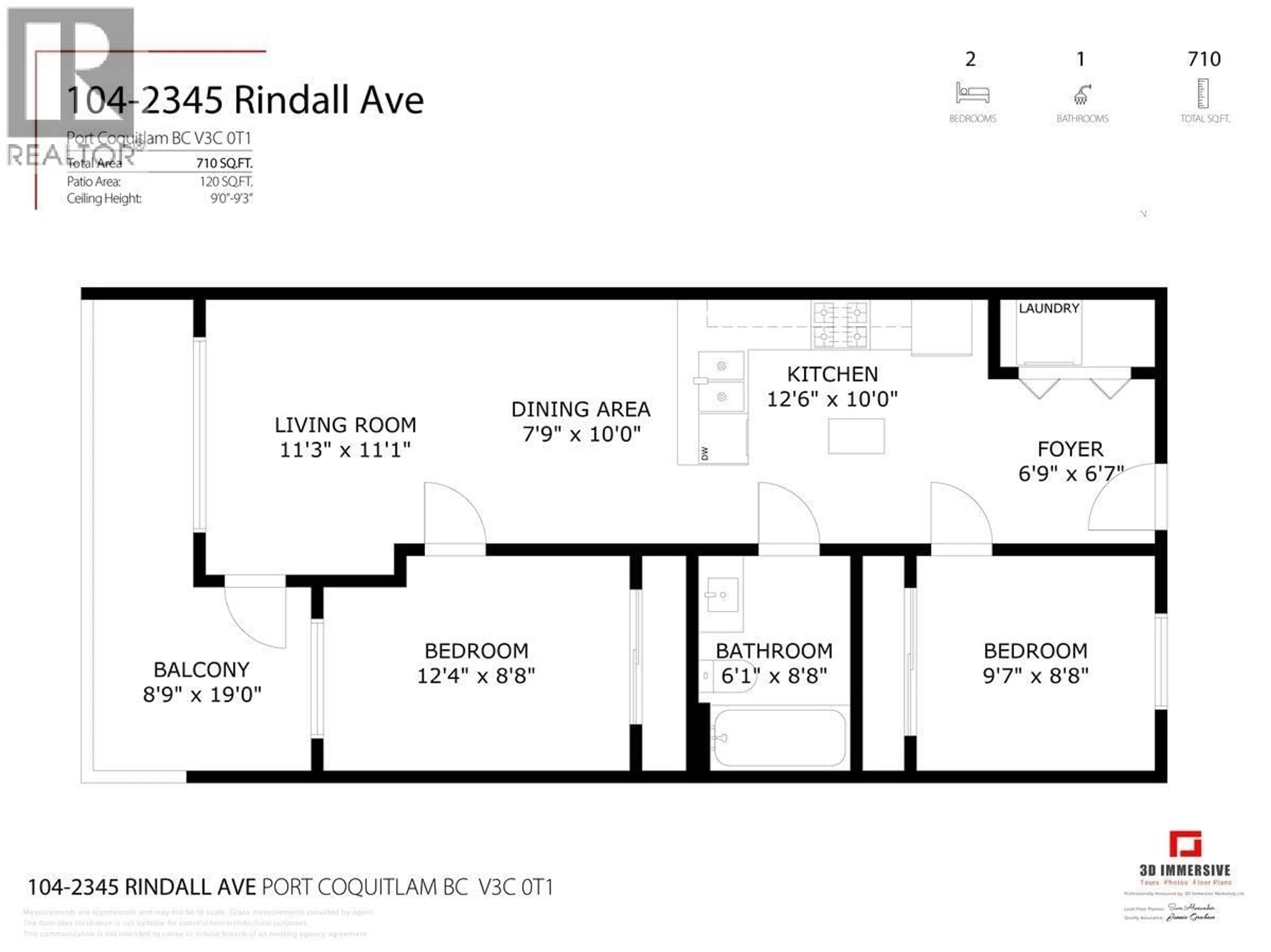 Floor plan for 104 - 2345 RINDALL AVENUE, Port Coquitlam British Columbia V3C1V3