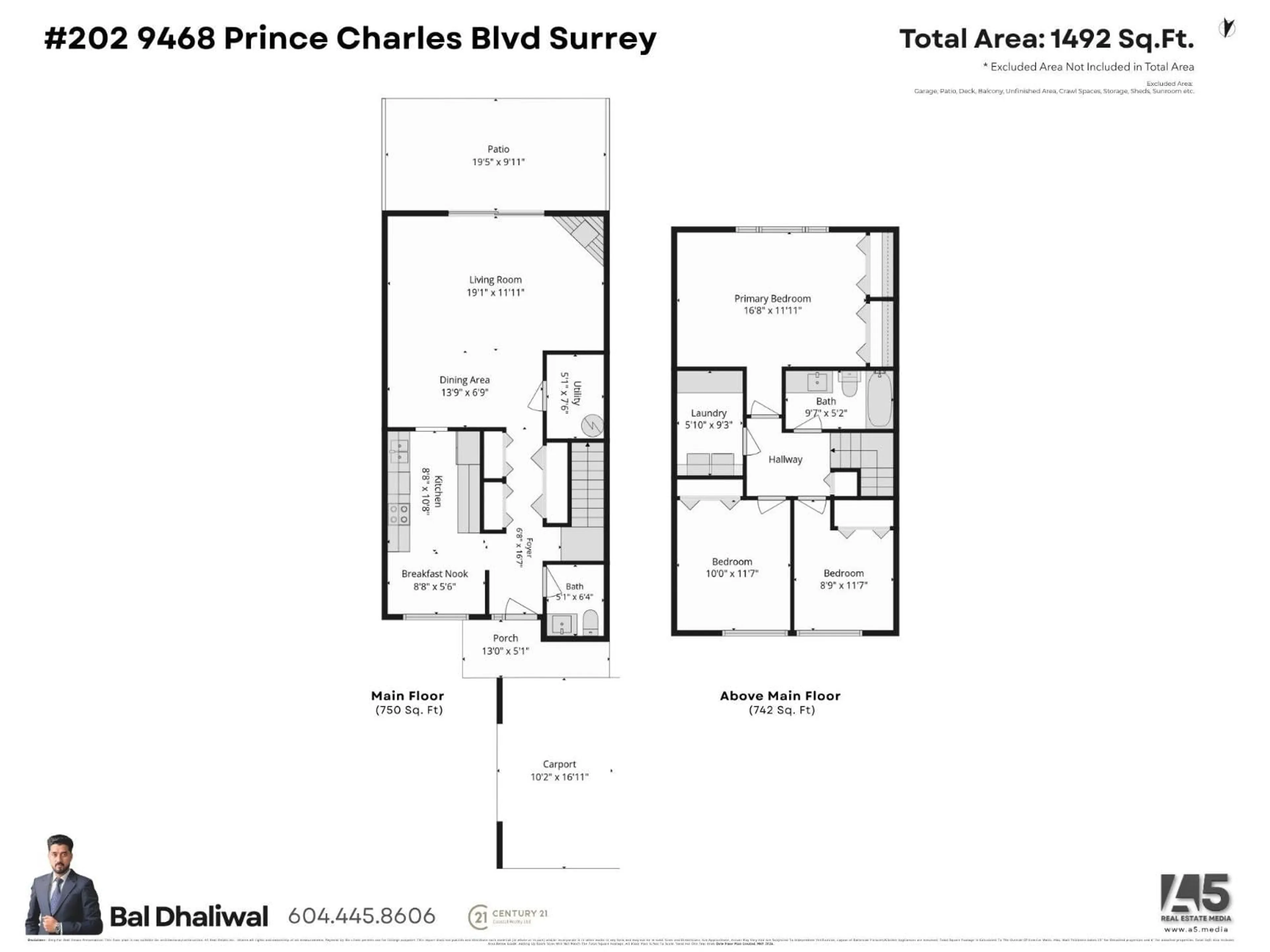 Floor plan for 202 - 9468 PRINCE CHARLES BOULEVARD, Surrey British Columbia V3V1S6