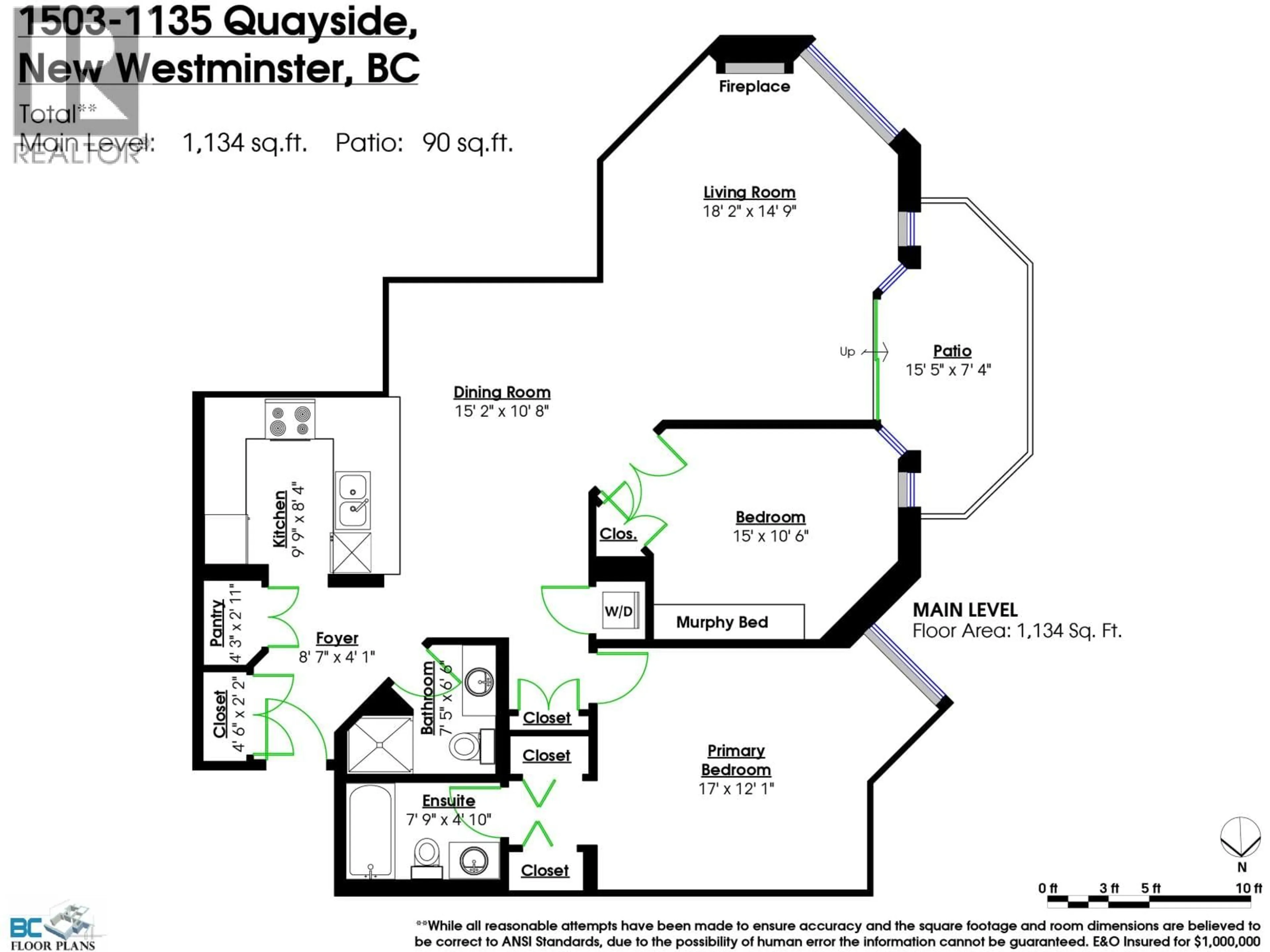 Floor plan for 1503 - 1135 QUAYSIDE DRIVE, New Westminster British Columbia V3M6J4